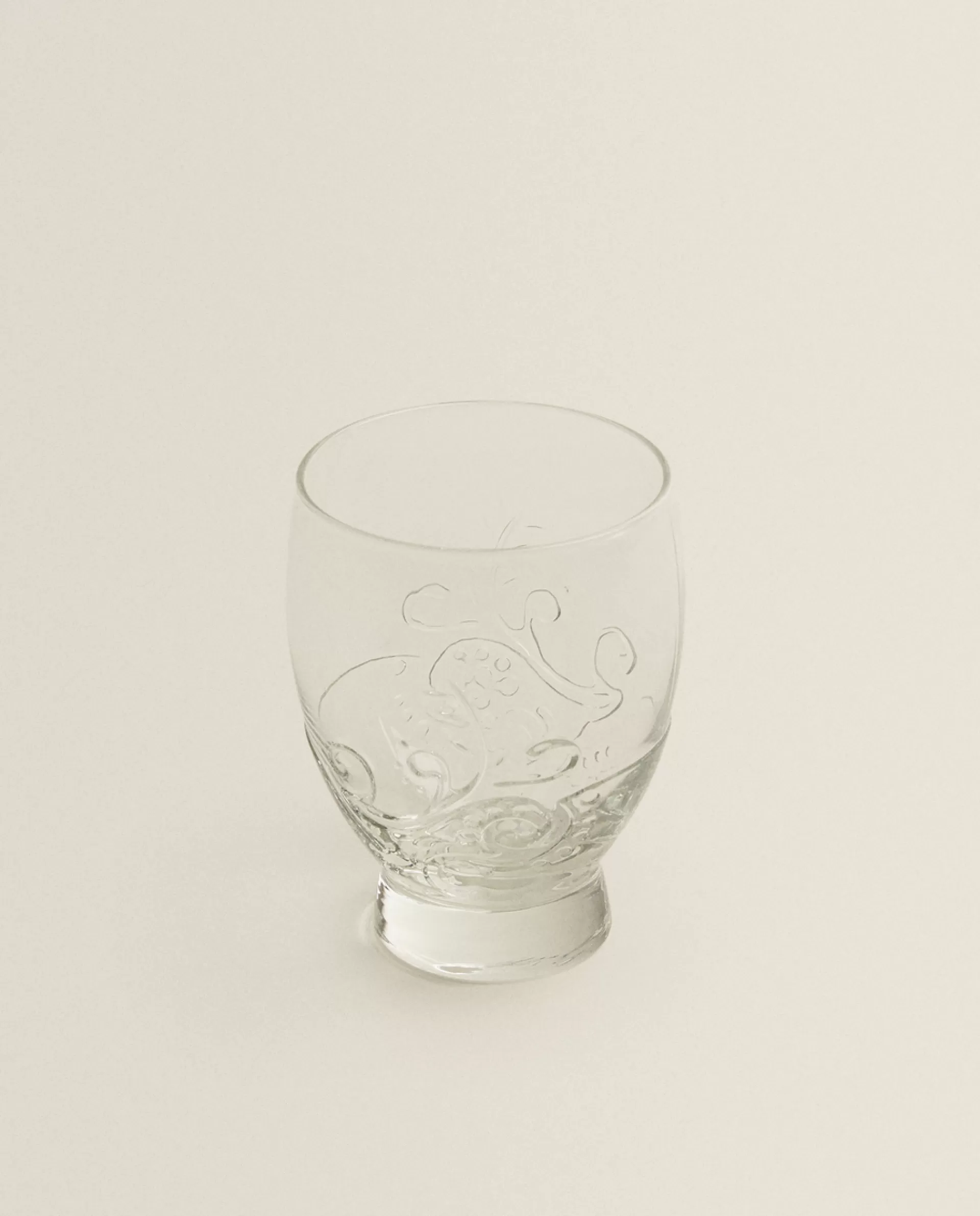 ZARA Home Raised Floral Design Glass Tumbler Transparent Fashion