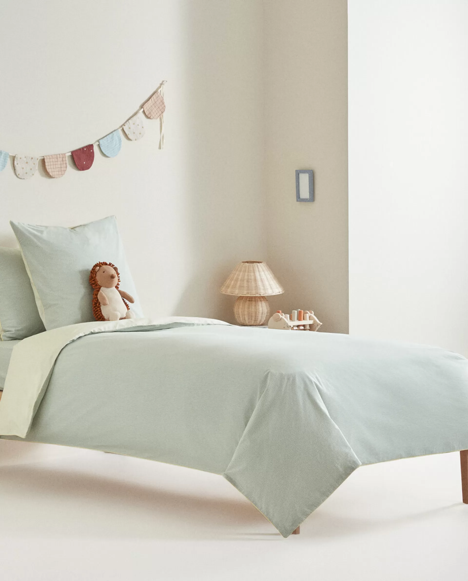 ZARA Home Reversible Gingham Duvet Cover Blue Cheap