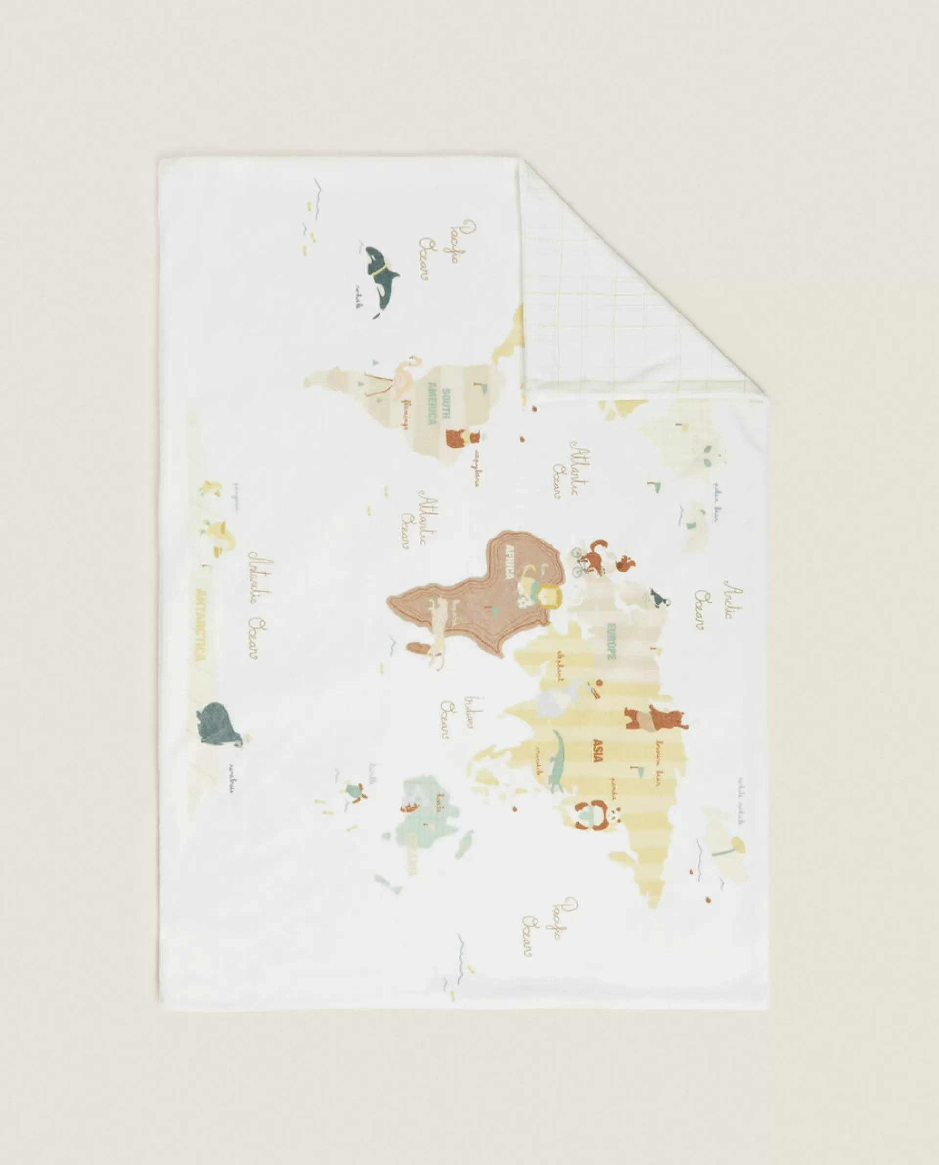 ZARA Home Reversible World Map Blanket Multicolored Clearance