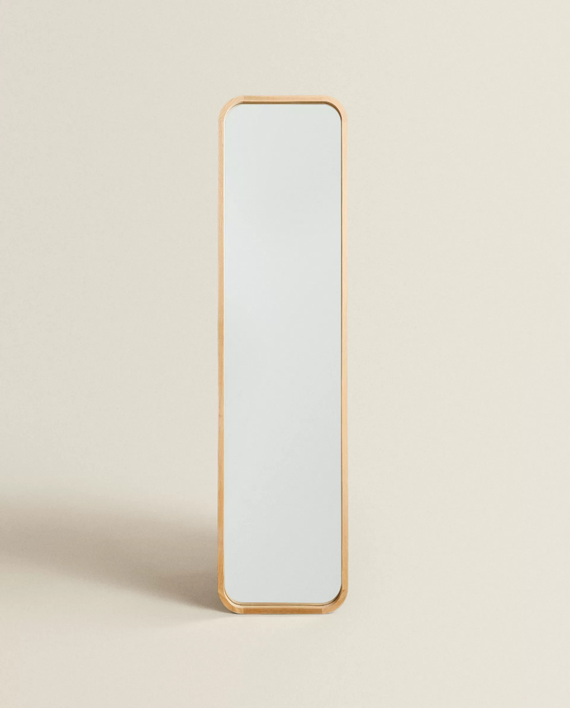 ZARA Home Round Full-Length Mirror With Frame Natural Colour Hot