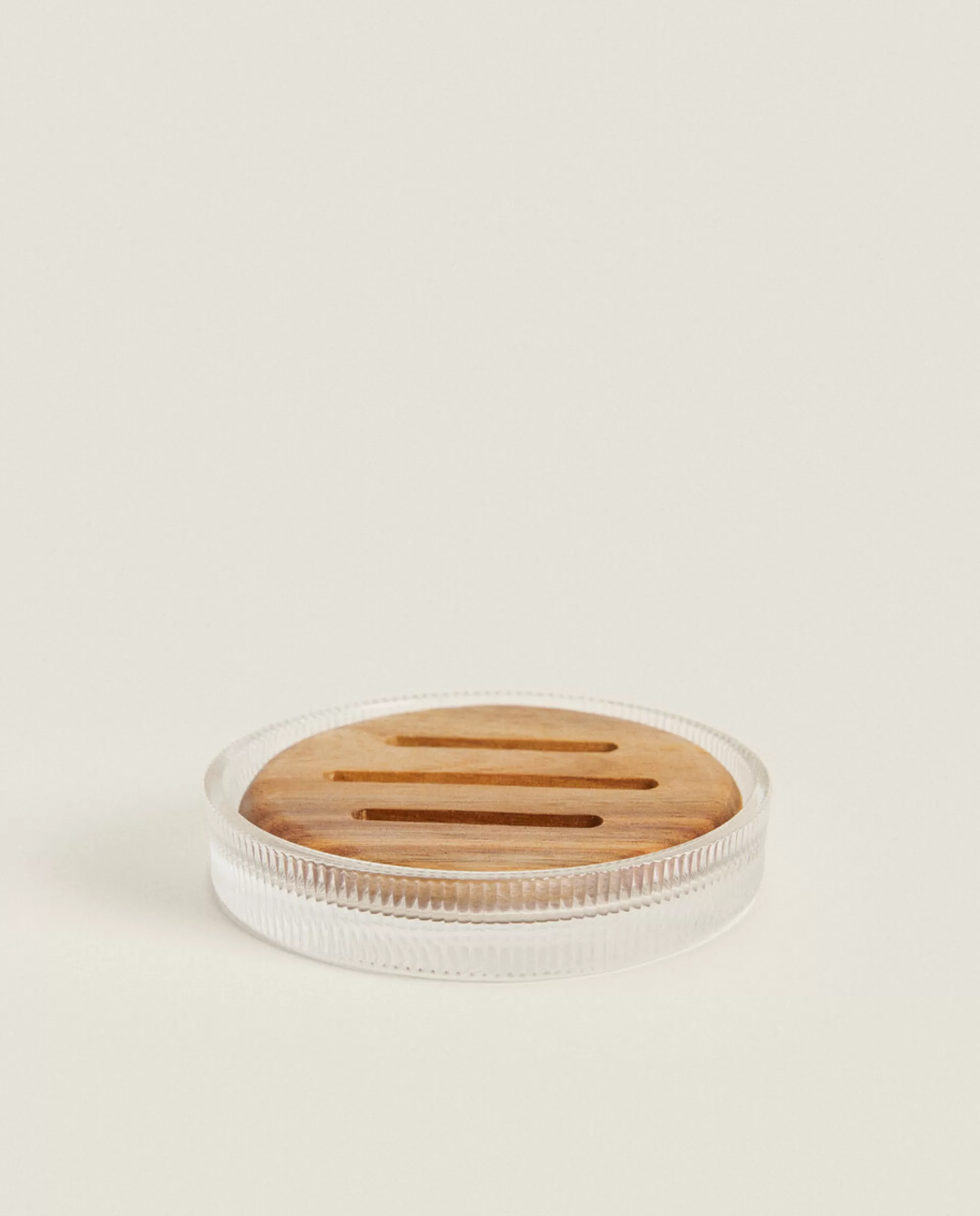 ZARA Home Round Soap Dish With Raised Design Transparent Hot
