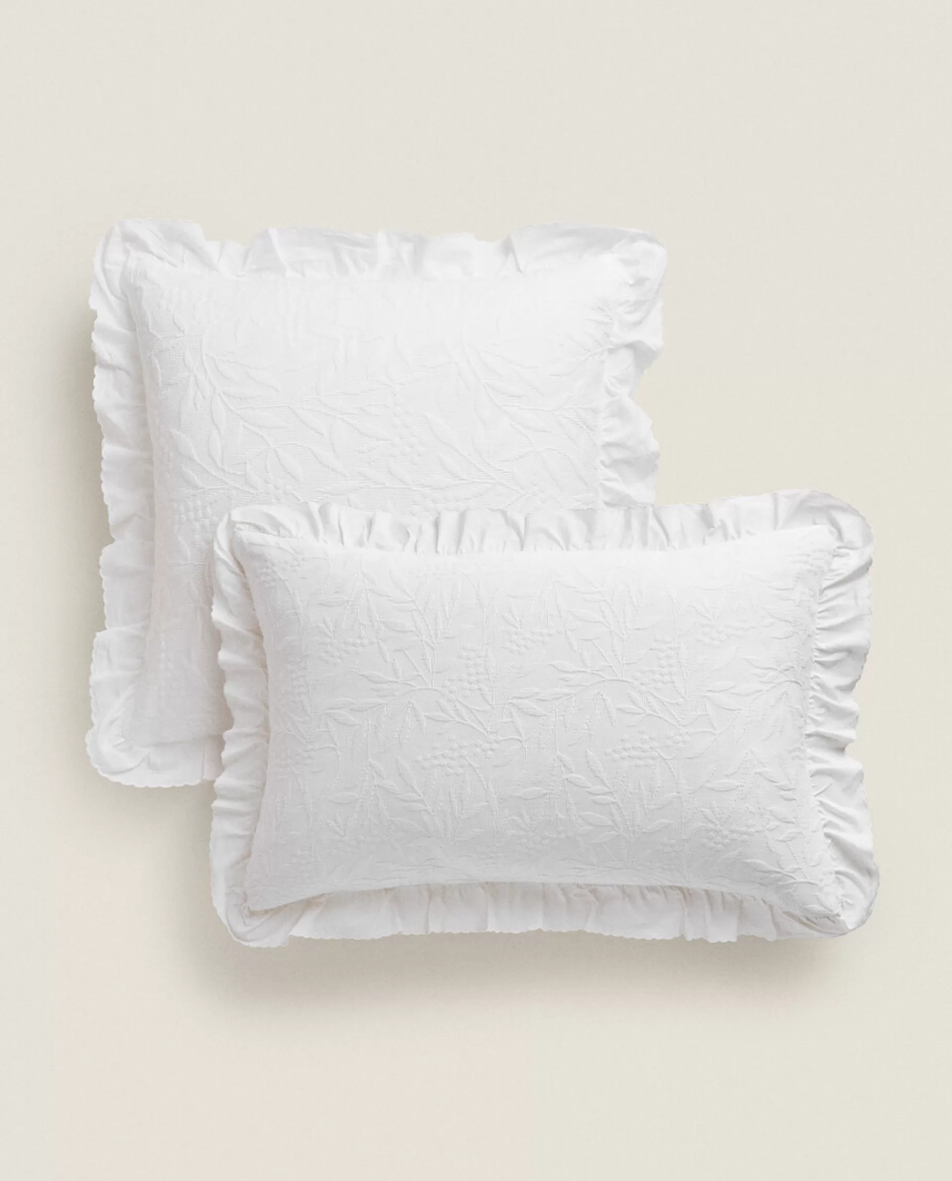 ZARA Home Ruffle Throw Pillow Cover White Hot