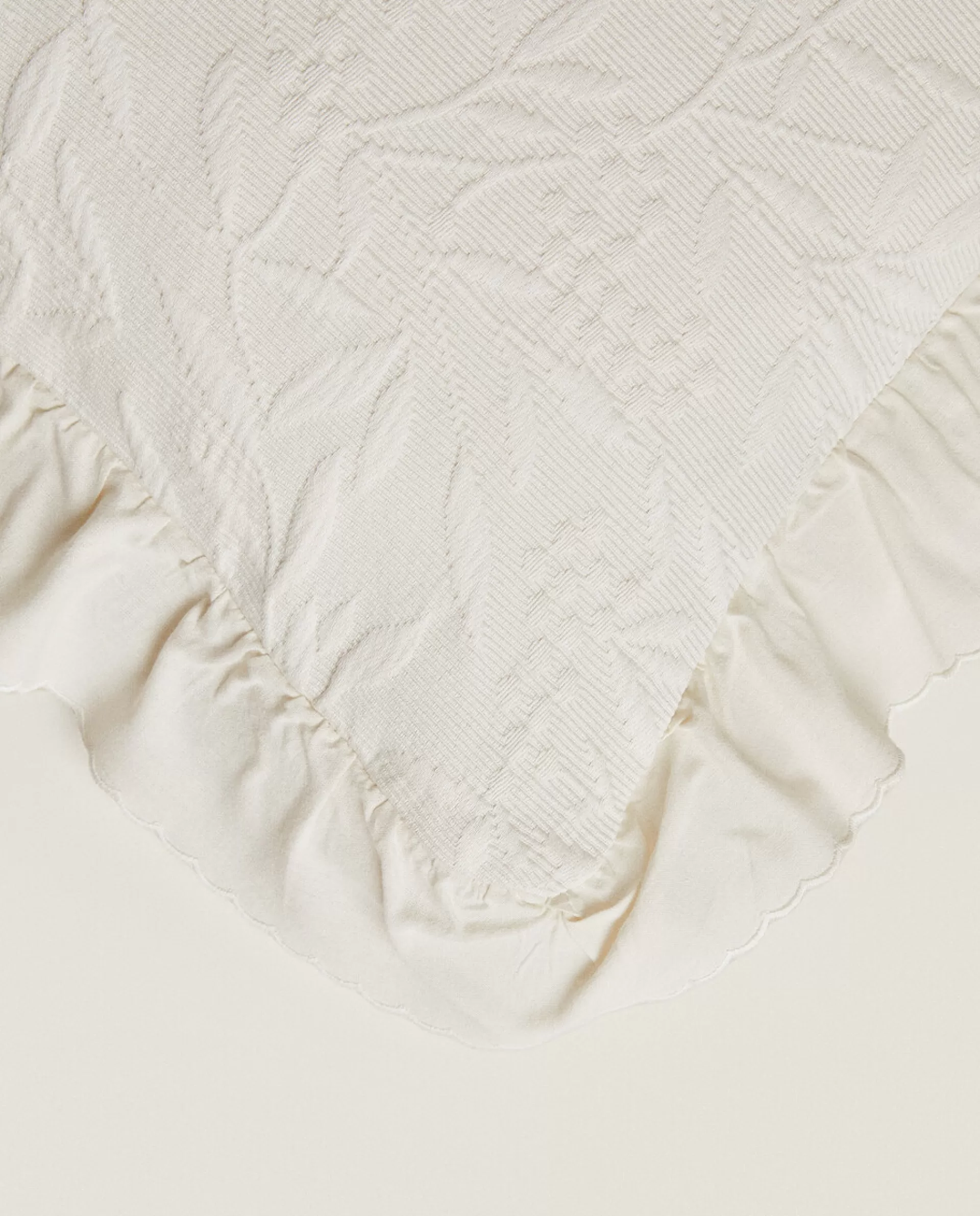 ZARA Home Ruffle Throw Pillow Cover Cream Best Sale