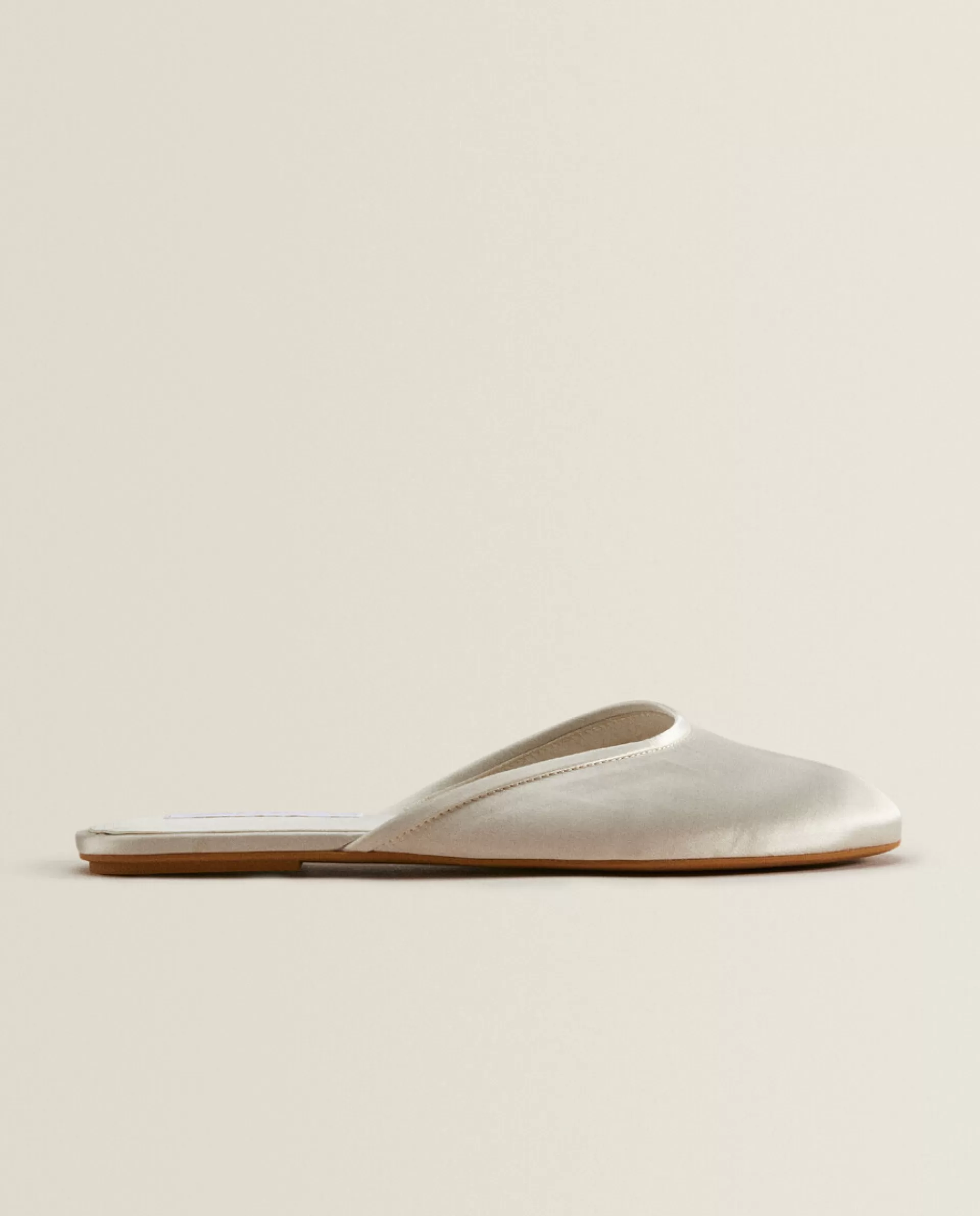 ZARA Home Sateen Slingback Slippers Beige Hot
