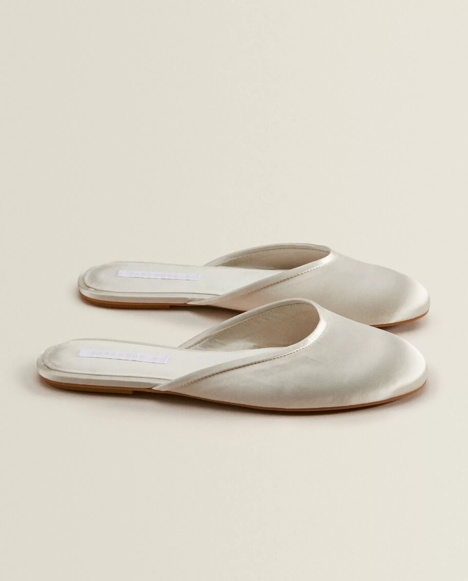 ZARA Home Sateen Slingback Slippers Beige Hot