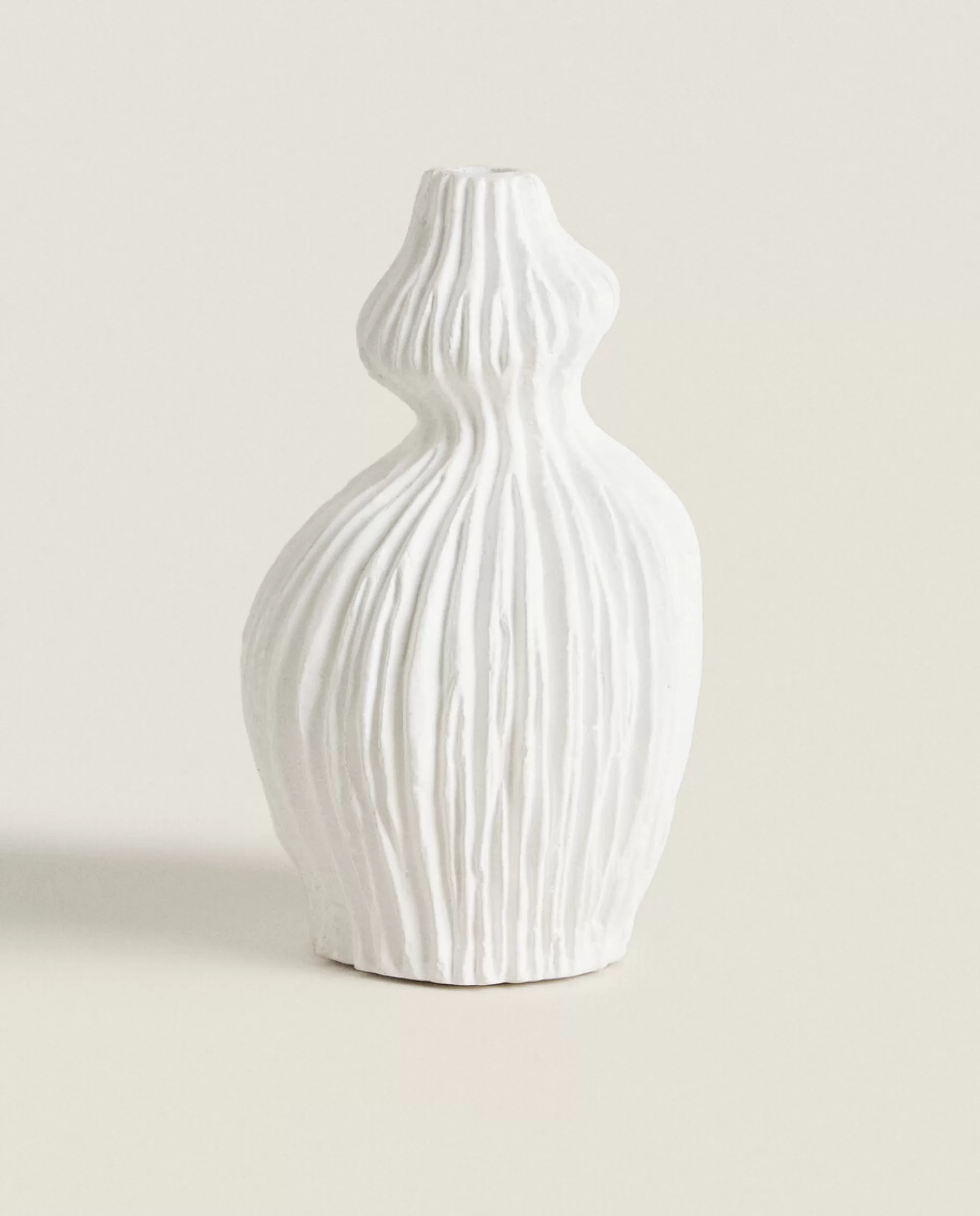 ZARA Home Scored Clay Vase White Cheap