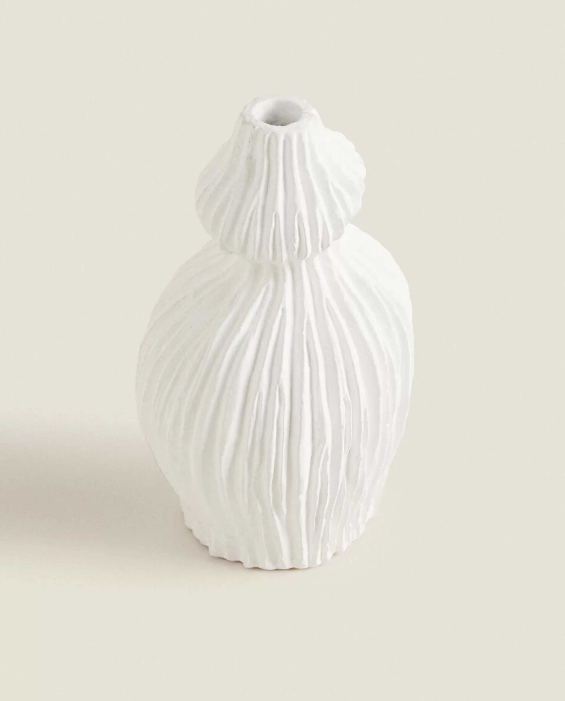 ZARA Home Scored Clay Vase White Cheap