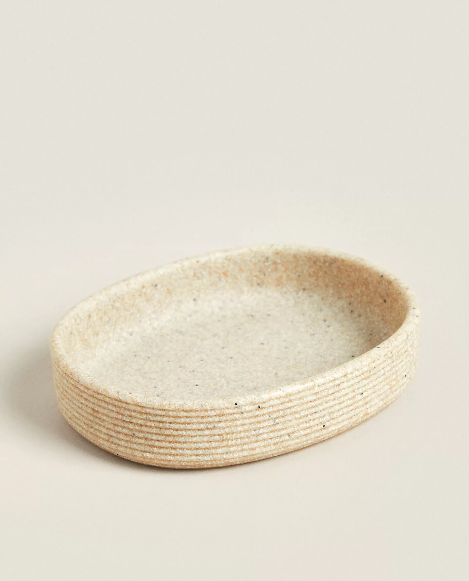ZARA Home Scored Resin Soap Dish Beige Fashion