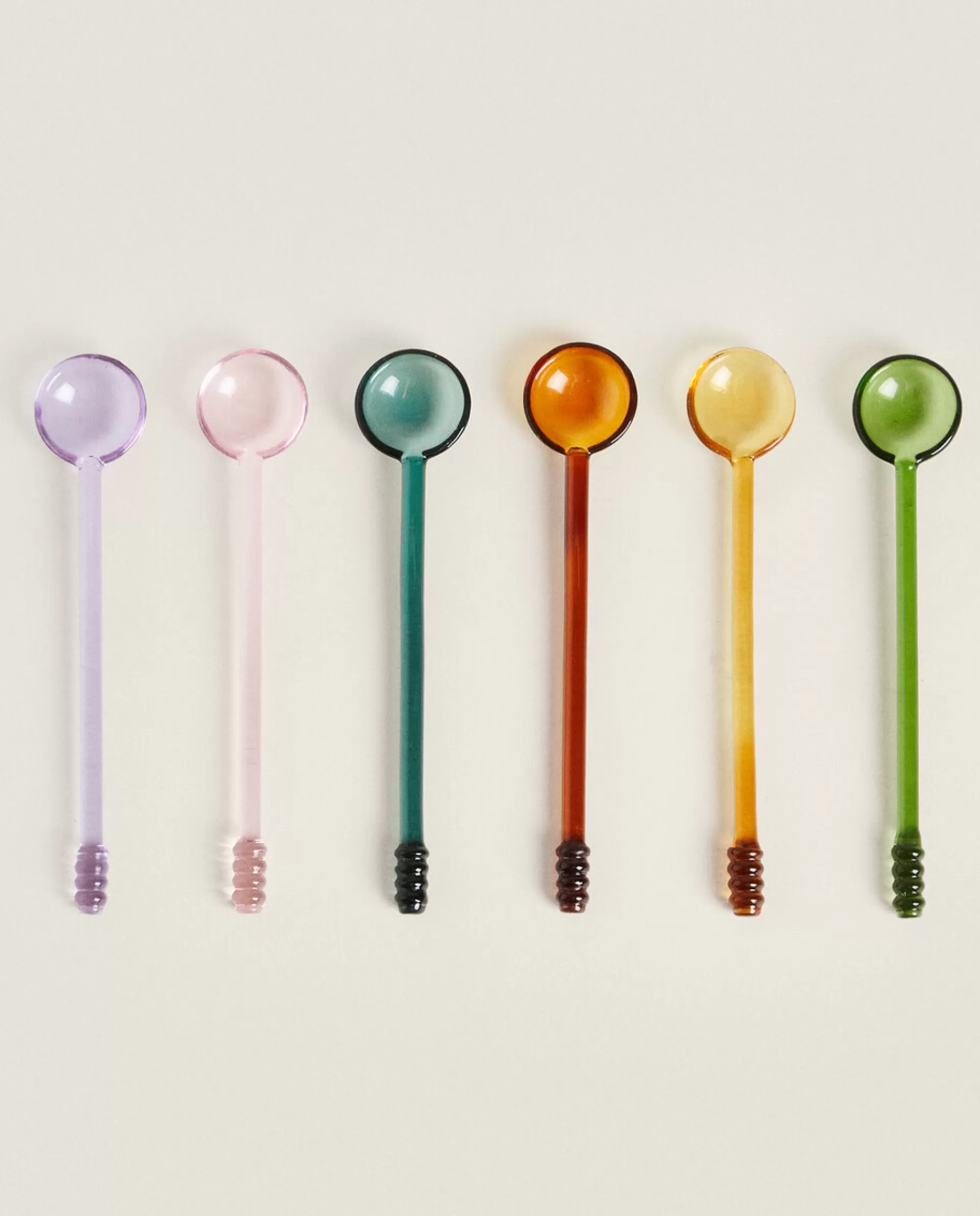 ZARA Home Set Of Borosilicate Glass Dessert Spoons Green Fashion