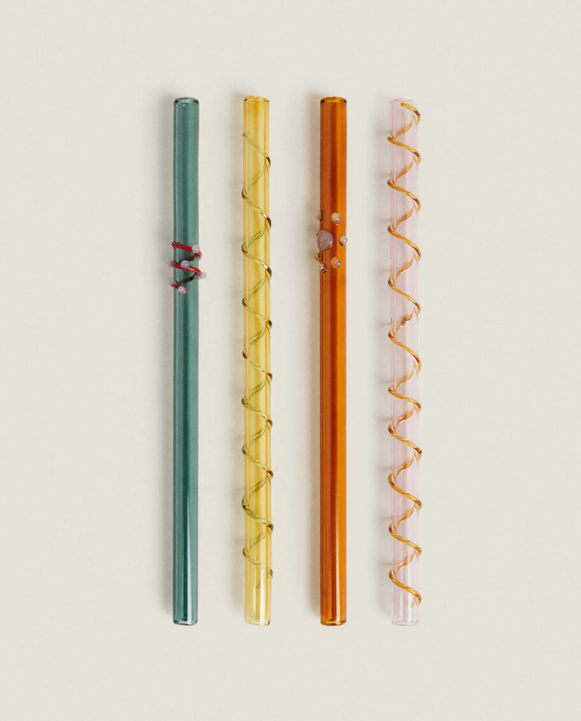 ZARA Home Set Of Borosilicate Glass Straws Ocher Hot