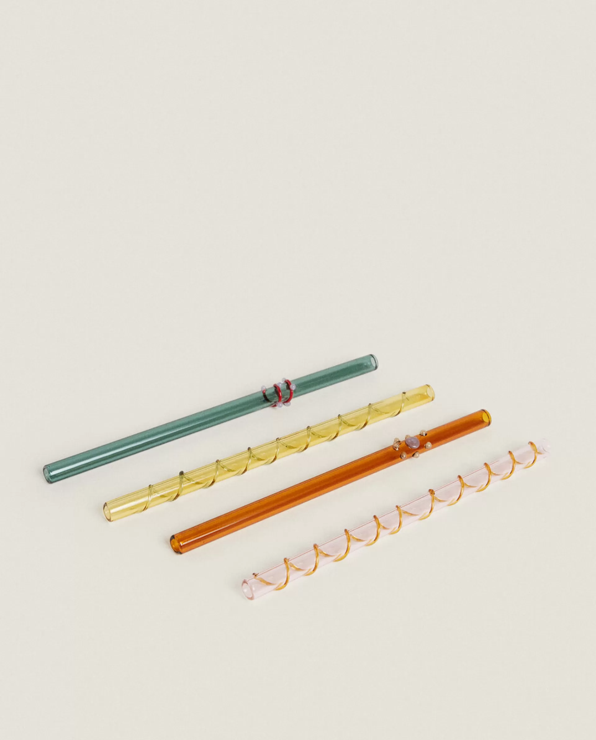 ZARA Home Set Of Borosilicate Glass Straws Ocher Hot
