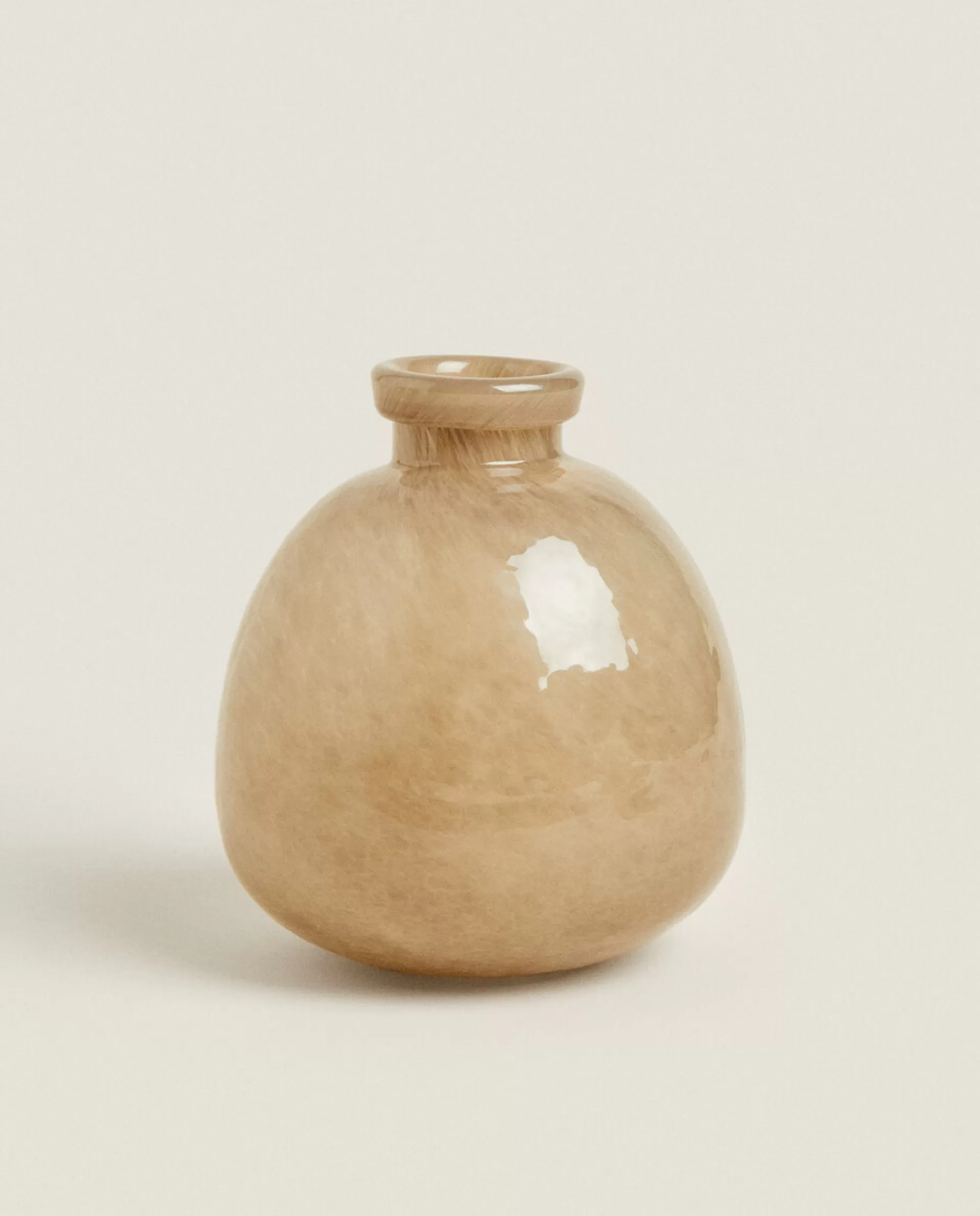 ZARA Home Shiny Glass Vase Beige Hot