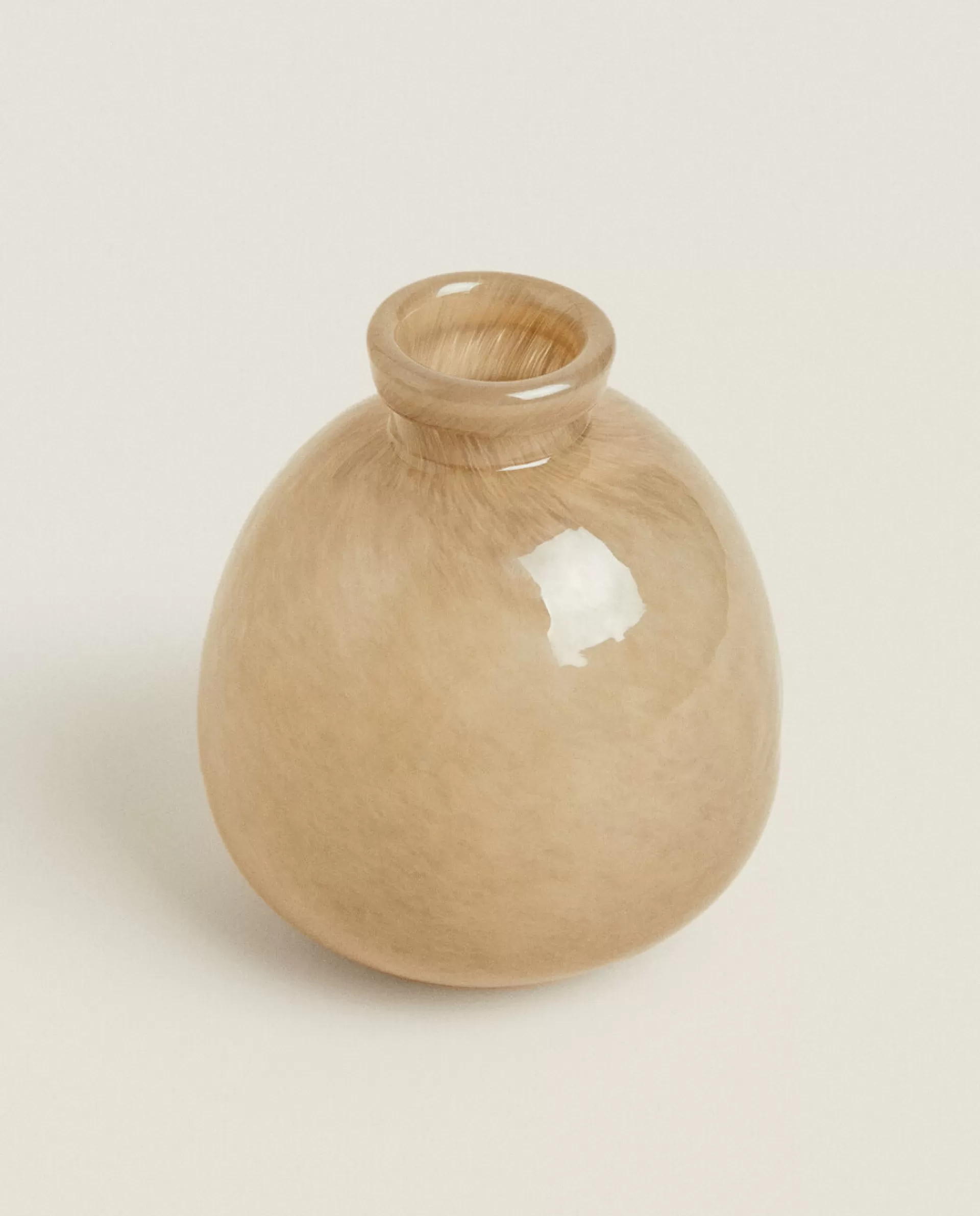 ZARA Home Shiny Glass Vase Beige Hot