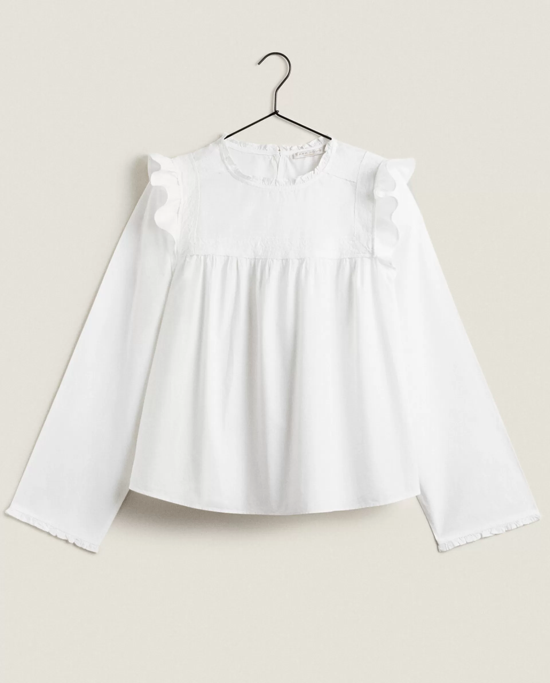 ZARA Home Shirt With Lace Trim & Ruffles White Best Sale