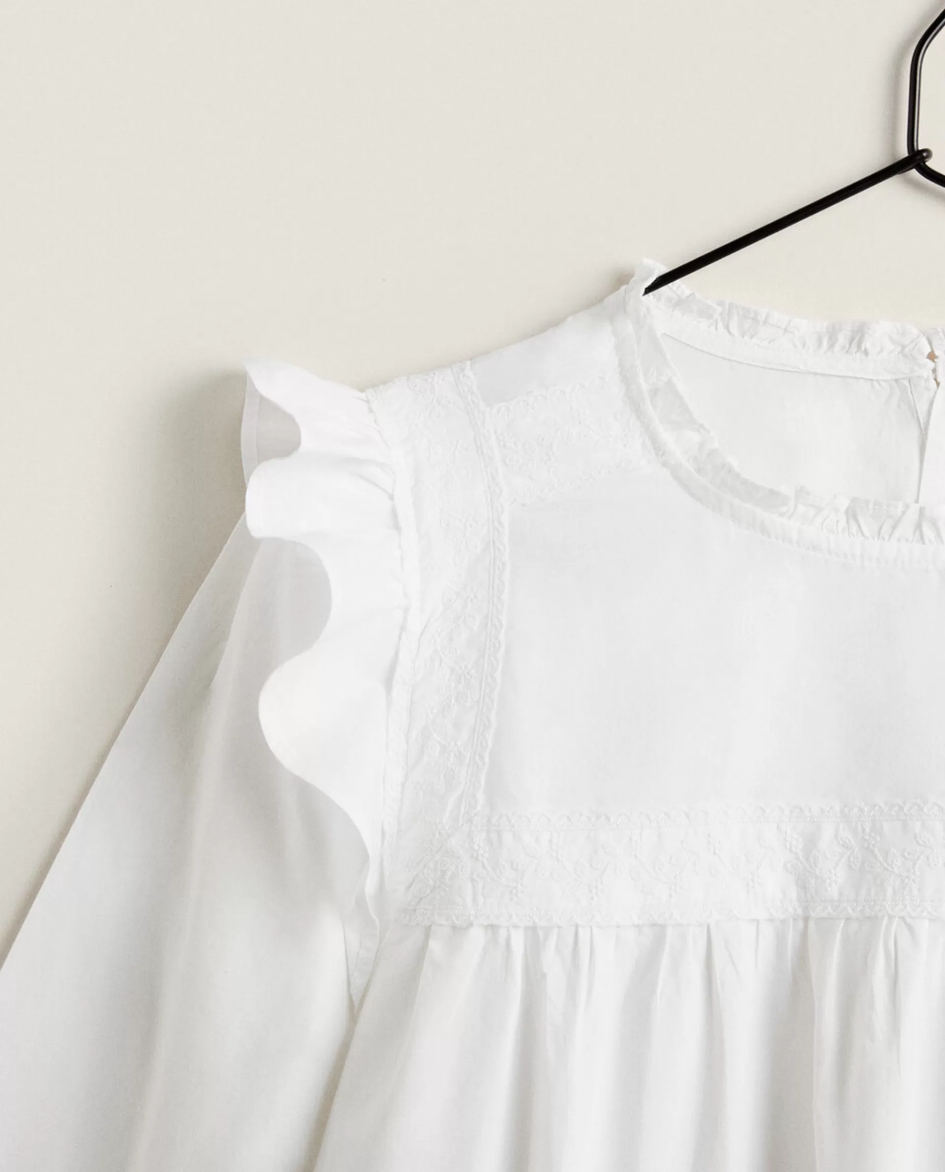 ZARA Home Shirt With Lace Trim & Ruffles White Best Sale