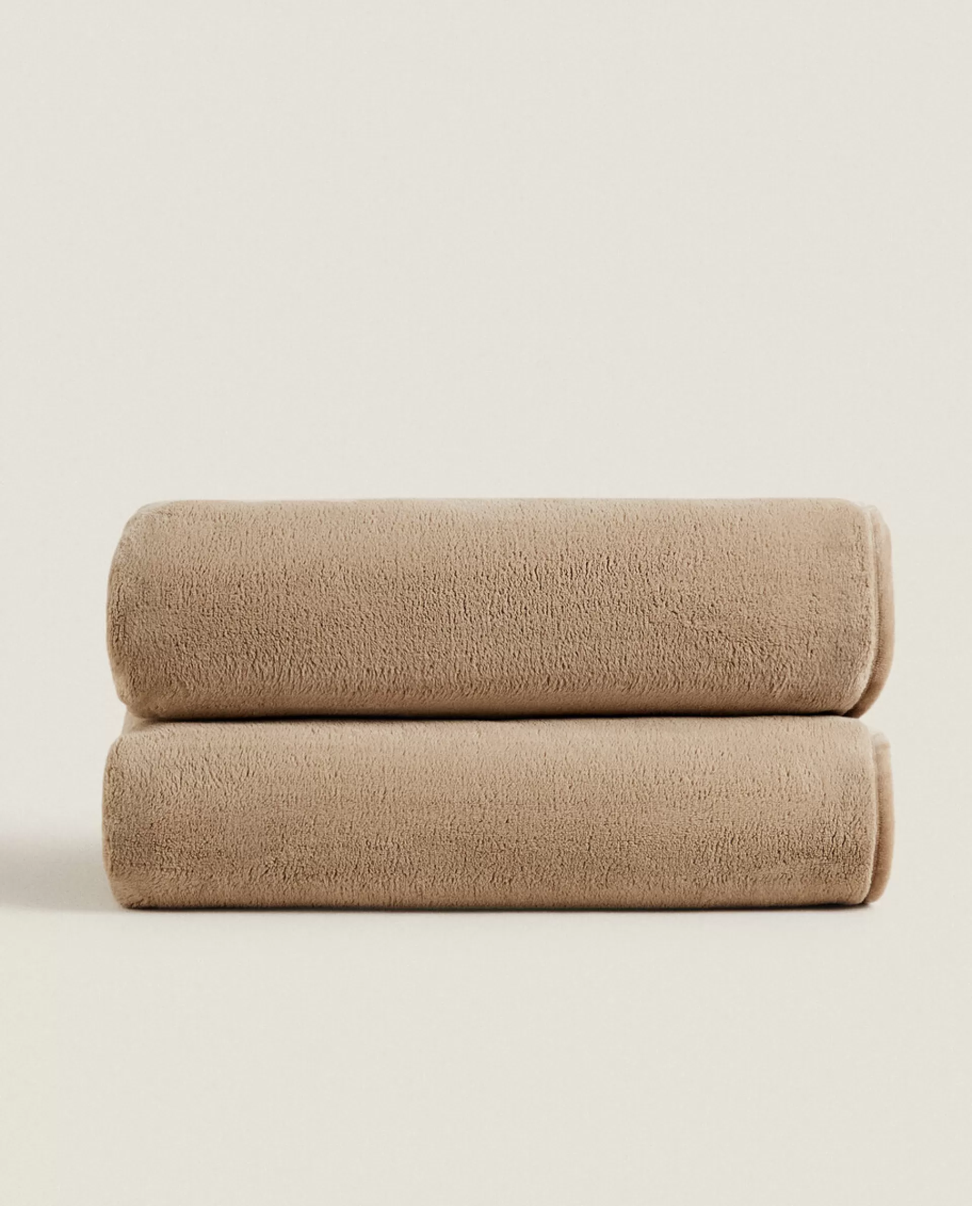 ZARA Home Short Faux Fur Blanket Beige Sale