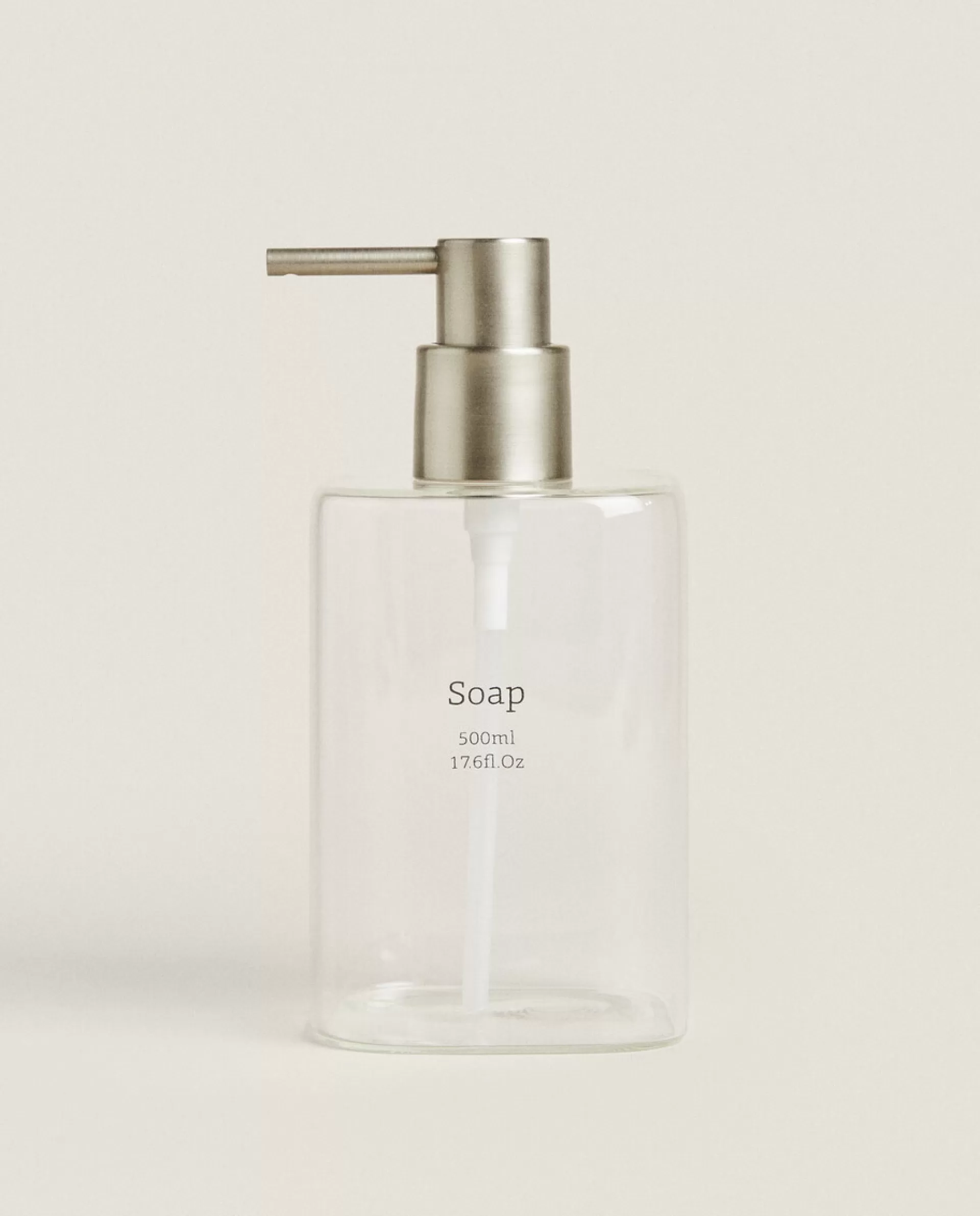 ZARA Home Slogan Borosilicate Glass Soap Dispenser Transparent Flash Sale