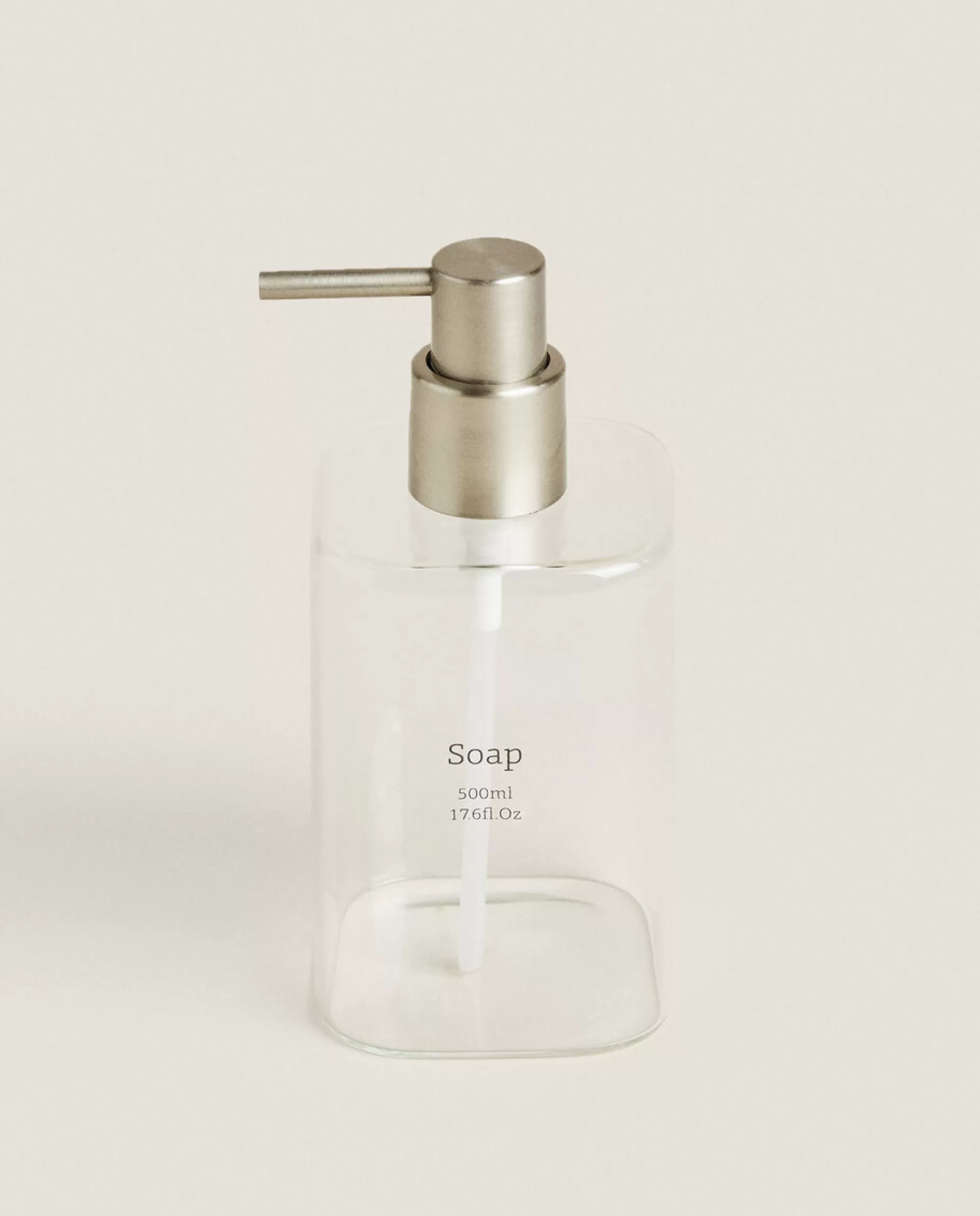 ZARA Home Slogan Borosilicate Glass Soap Dispenser Transparent Flash Sale