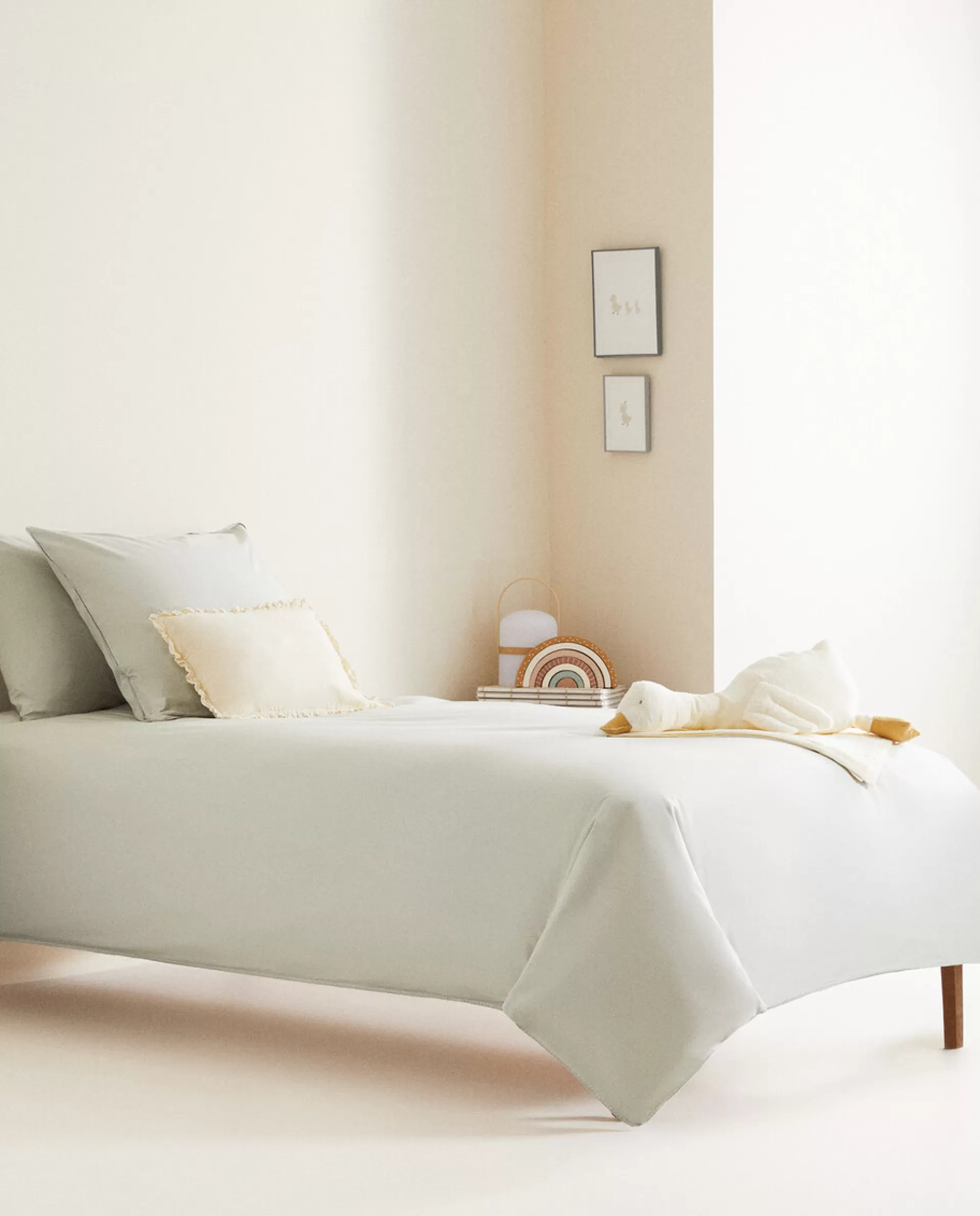 ZARA Home Solid Color Cotton Duvet Cover Green Sale