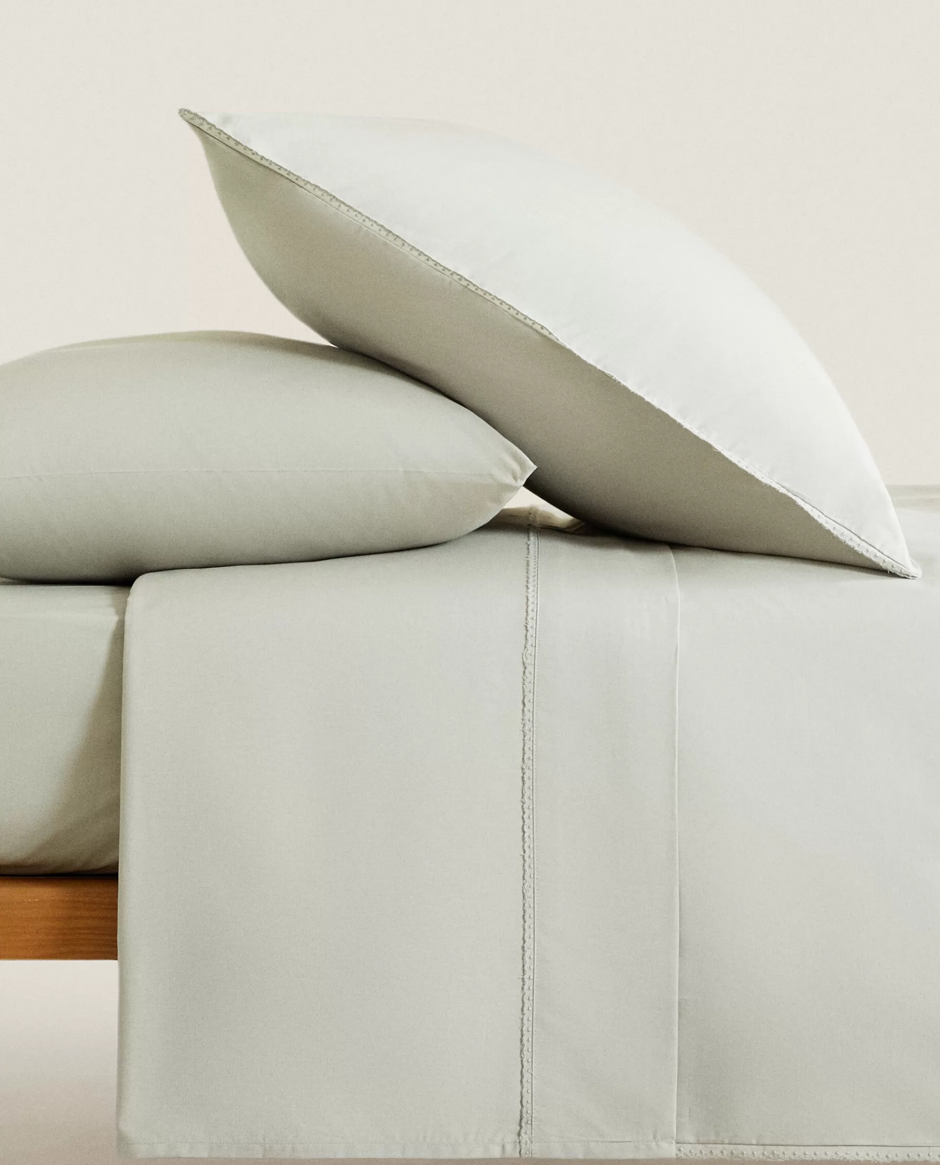 ZARA Home Solid Color Cotton Duvet Cover Green Sale