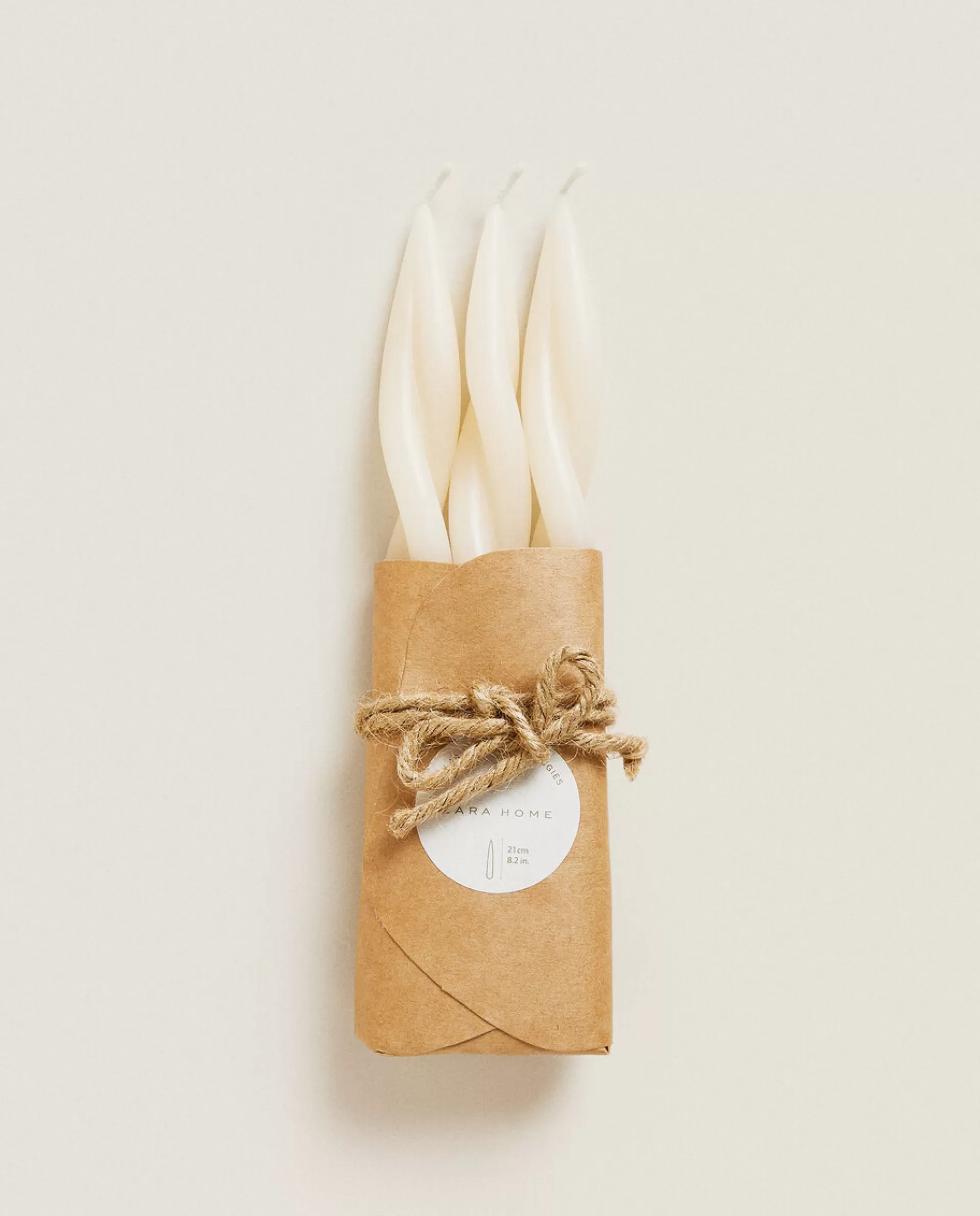 ZARA Home Spiral Candle (Pack Of 3) Ecru Clearance