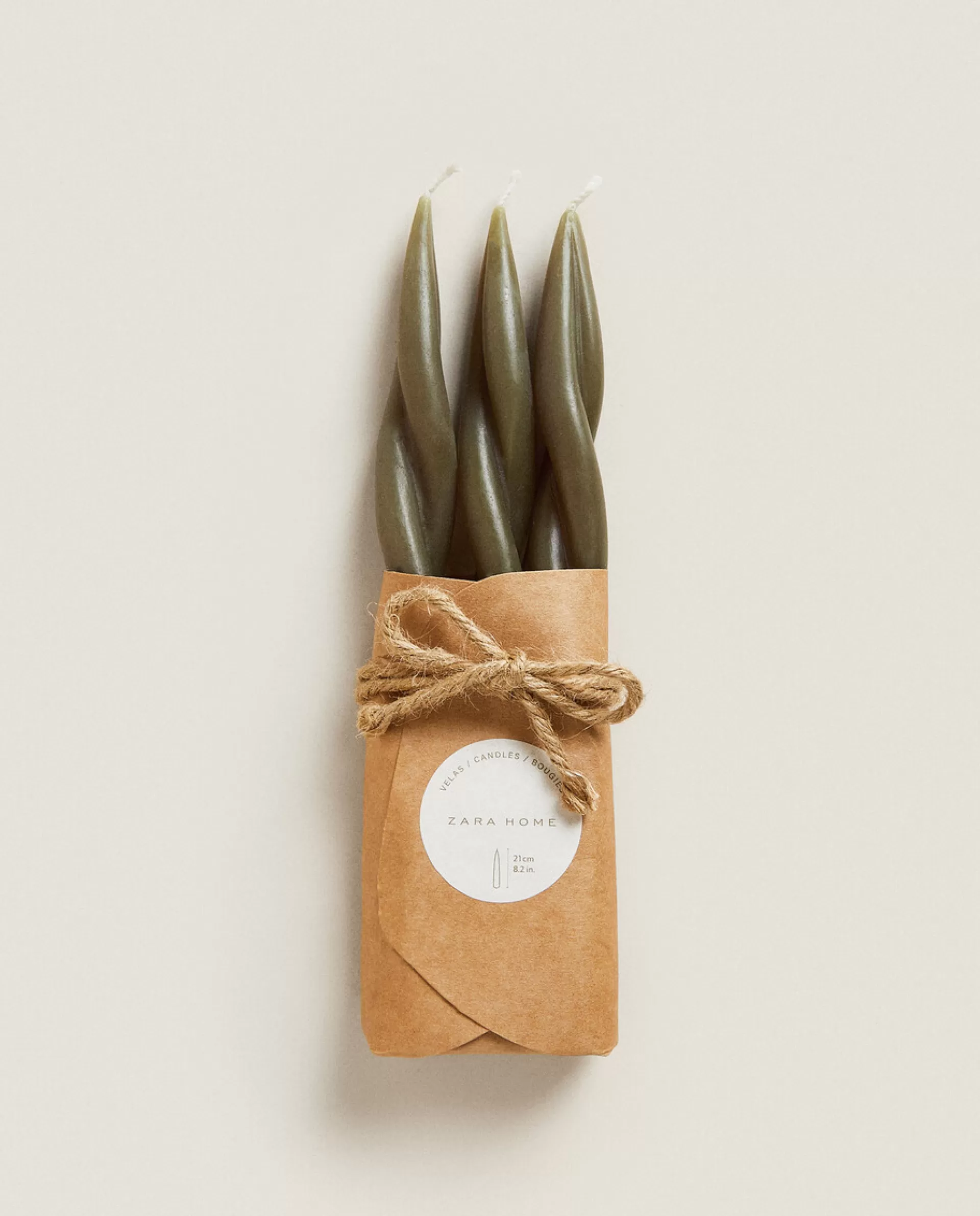 ZARA Home Spiral Candle (Pack Of 3) Green Cheap