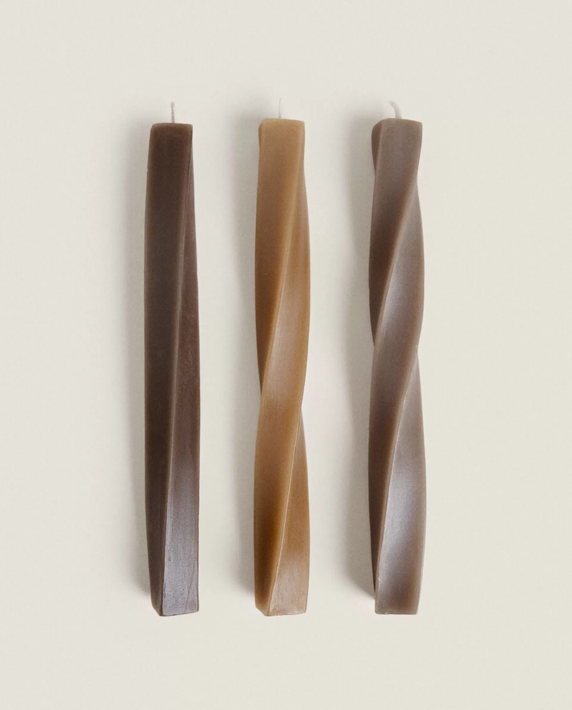 ZARA Home Spiral Candle (Pack Of 3) Brown Hot