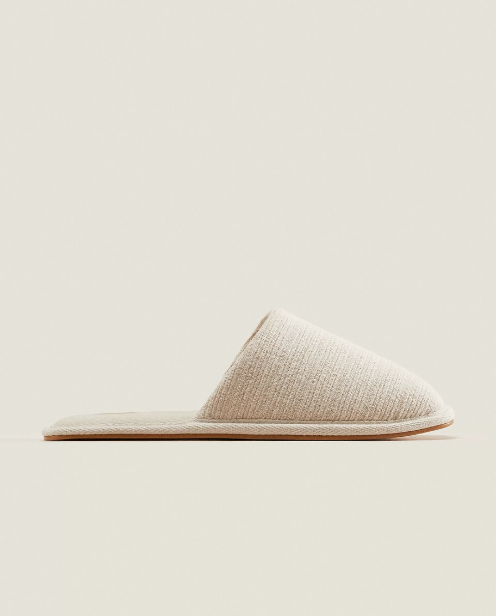 ZARA Home Square Toe Fabric Slippers Ecru Fashion