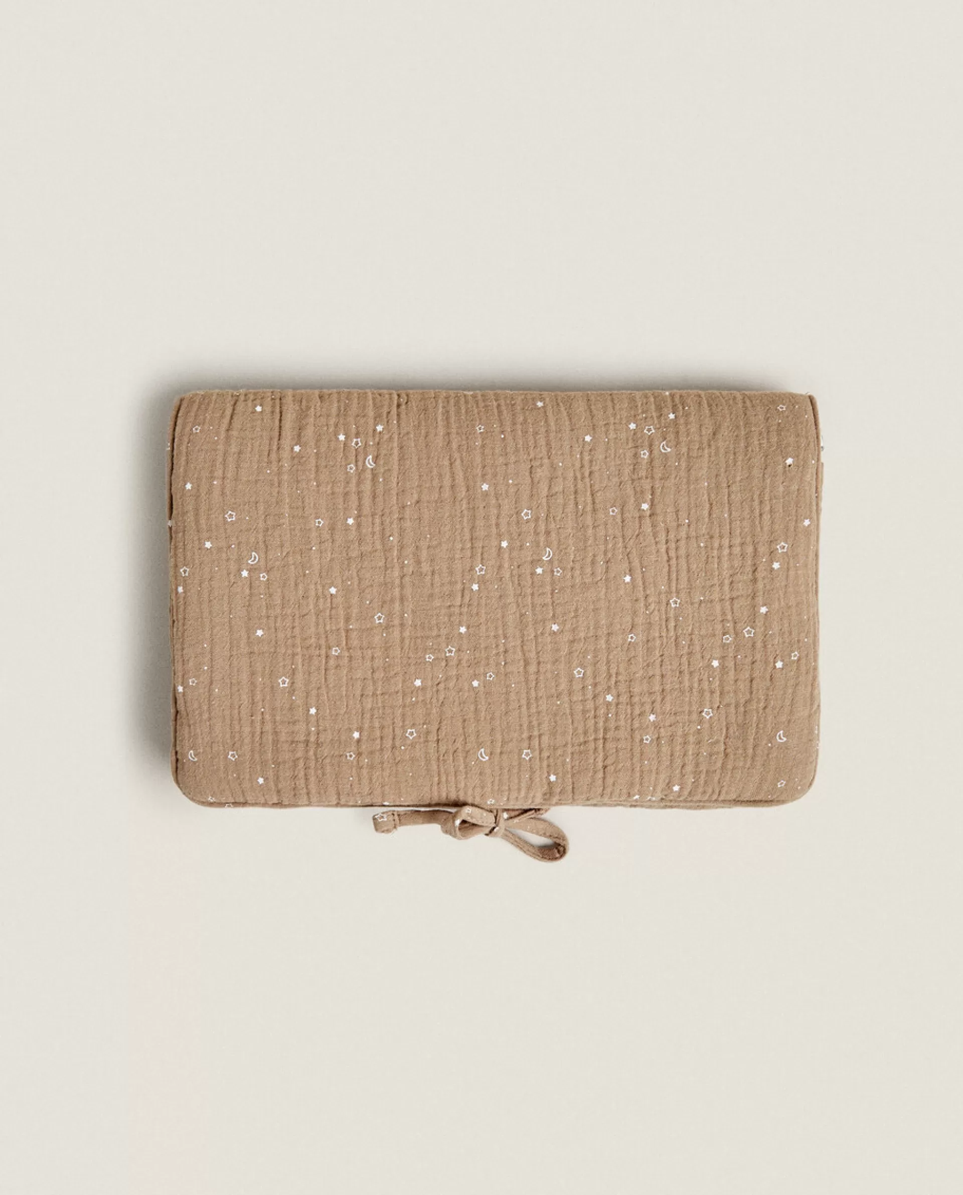 ZARA Home Star Print Muslin Baby Wipe Holder Taupe Hot