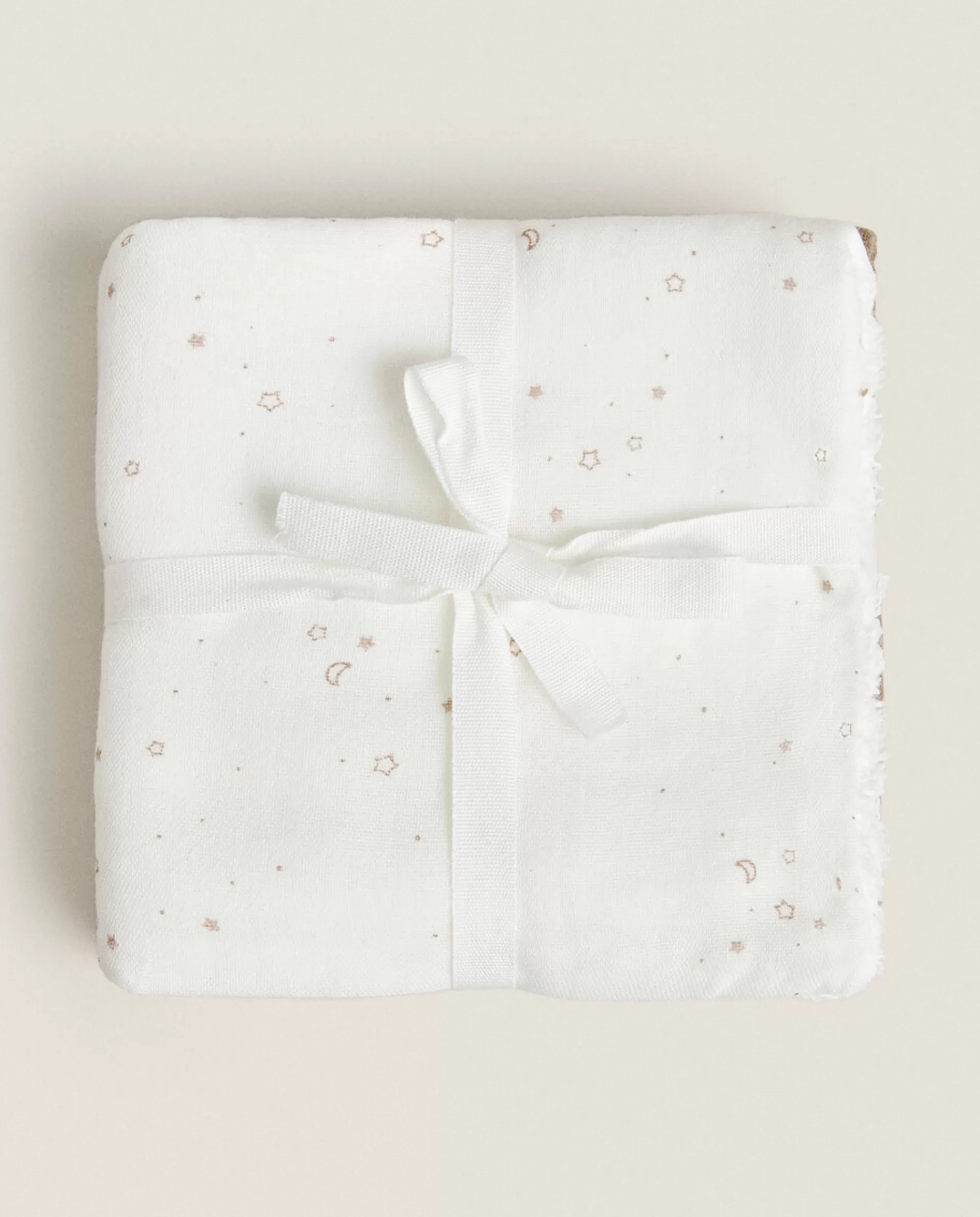 ZARA Home Star Print Towels (Pack Of 3) Oyster White Cheap