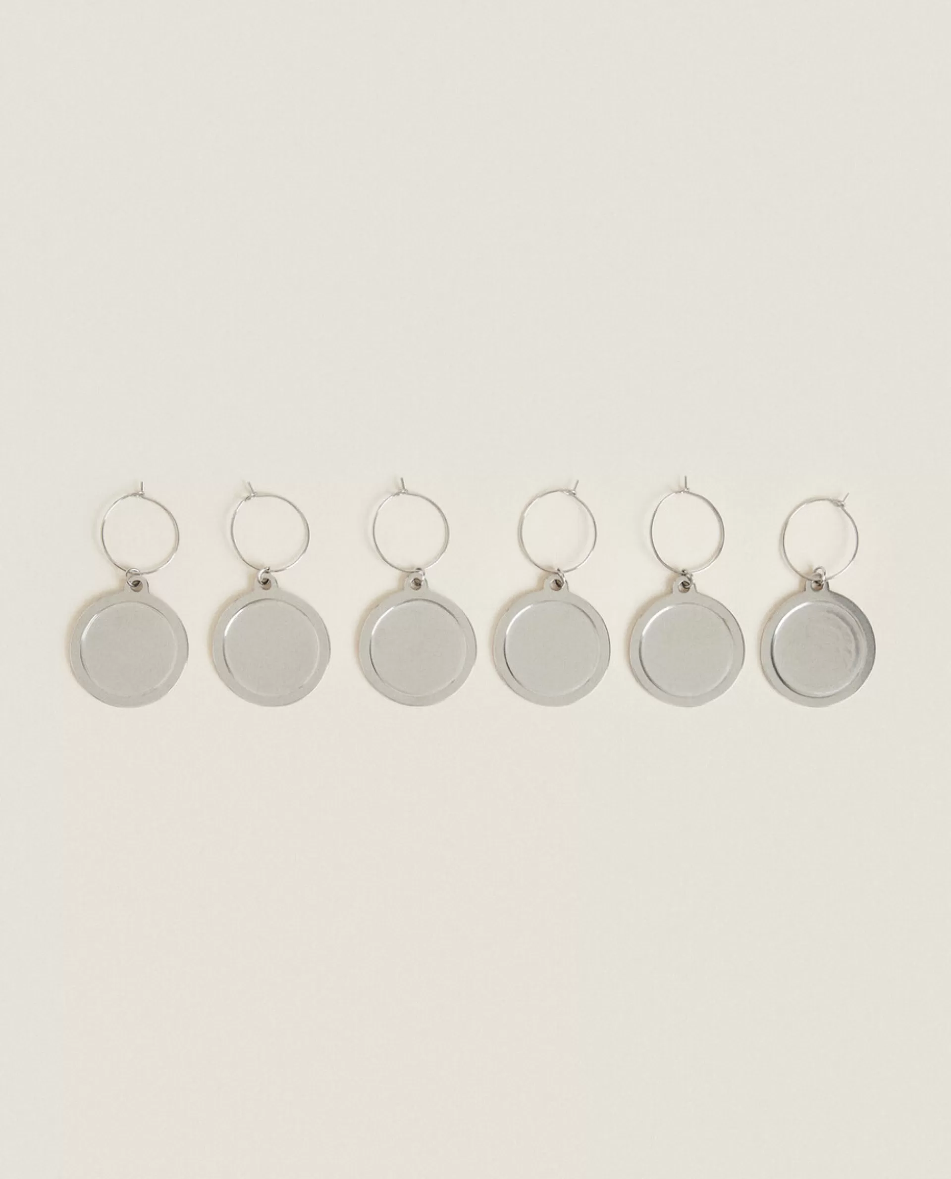 ZARA Home Steel Wine Glass Charms (Set Of 6) Steel Grey Clearance