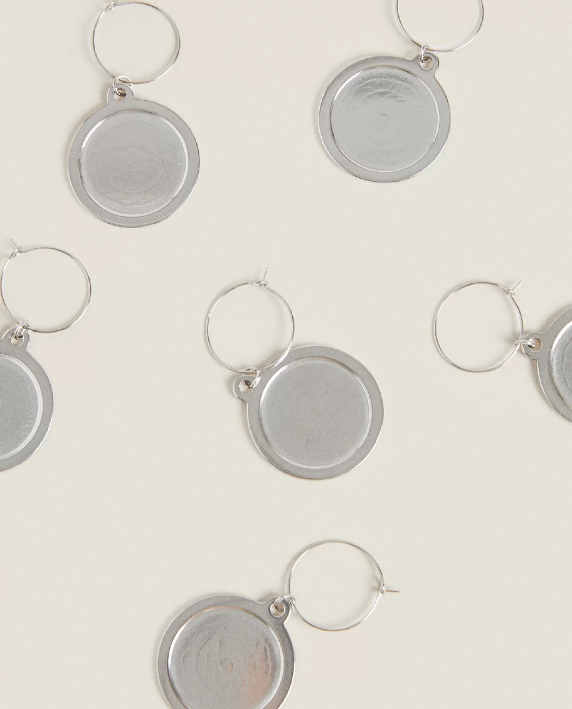 ZARA Home Steel Wine Glass Charms (Set Of 6) Steel Grey Clearance