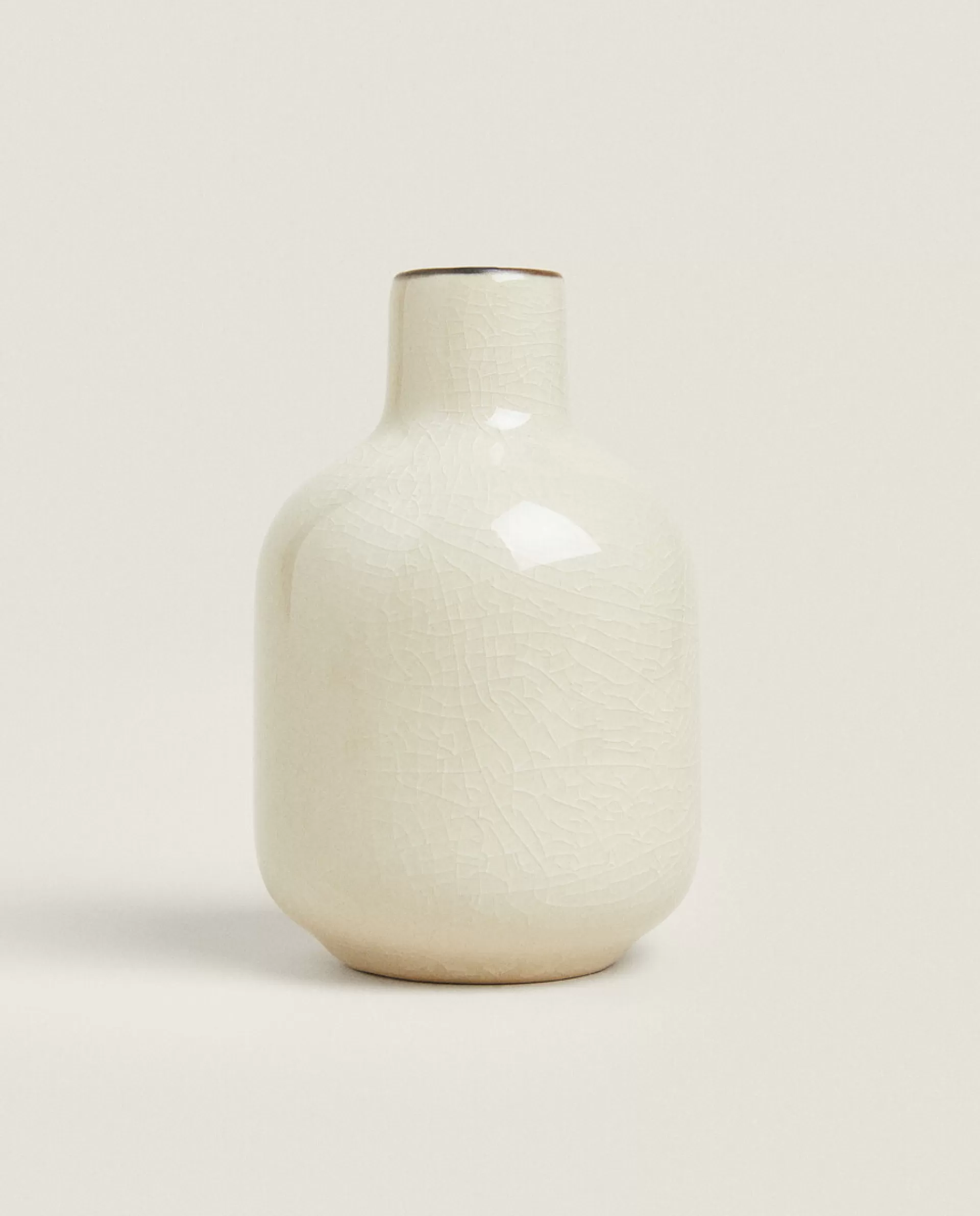 ZARA Home Stoneware Crackled Vase Cream Clearance