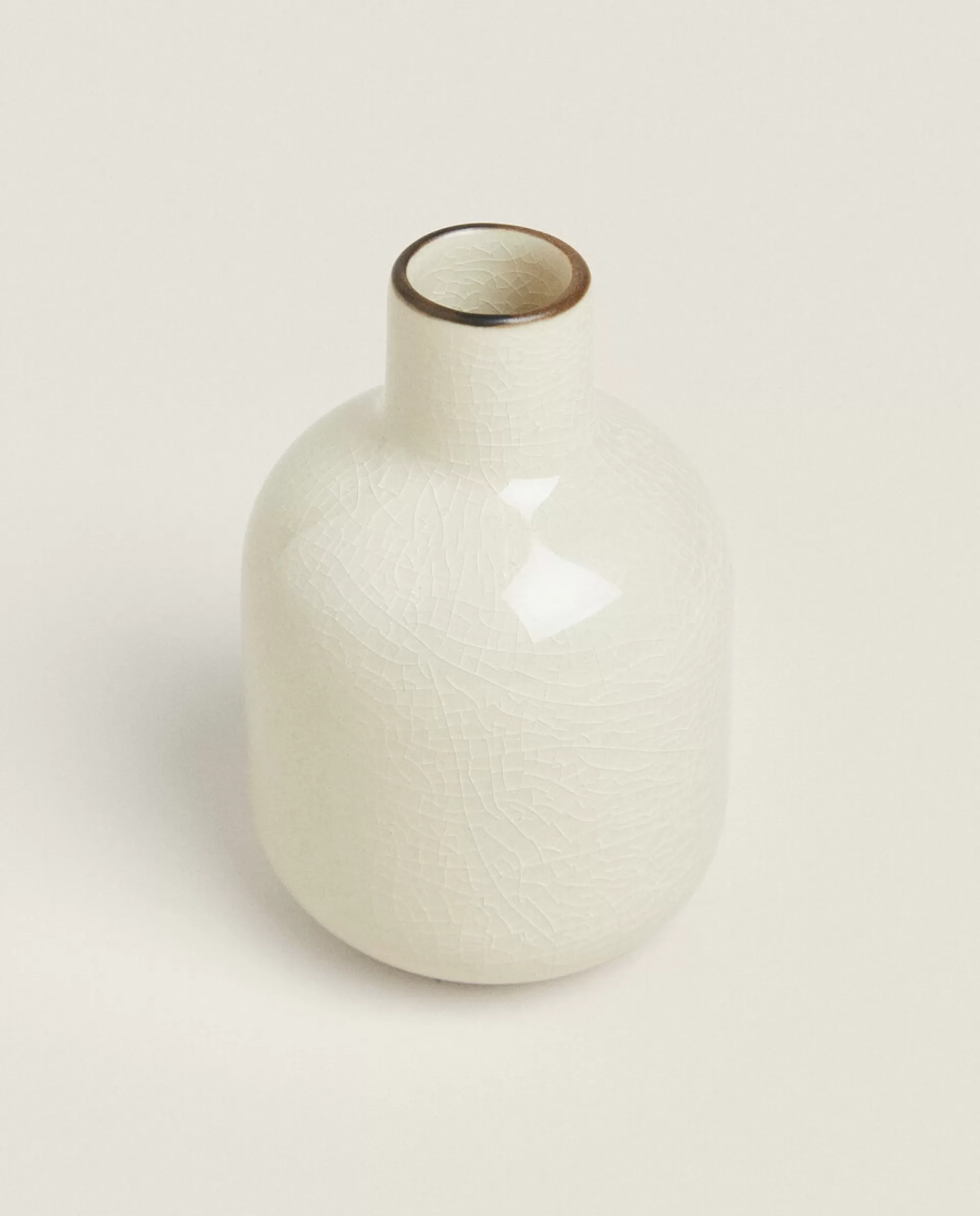 ZARA Home Stoneware Crackled Vase Cream Clearance