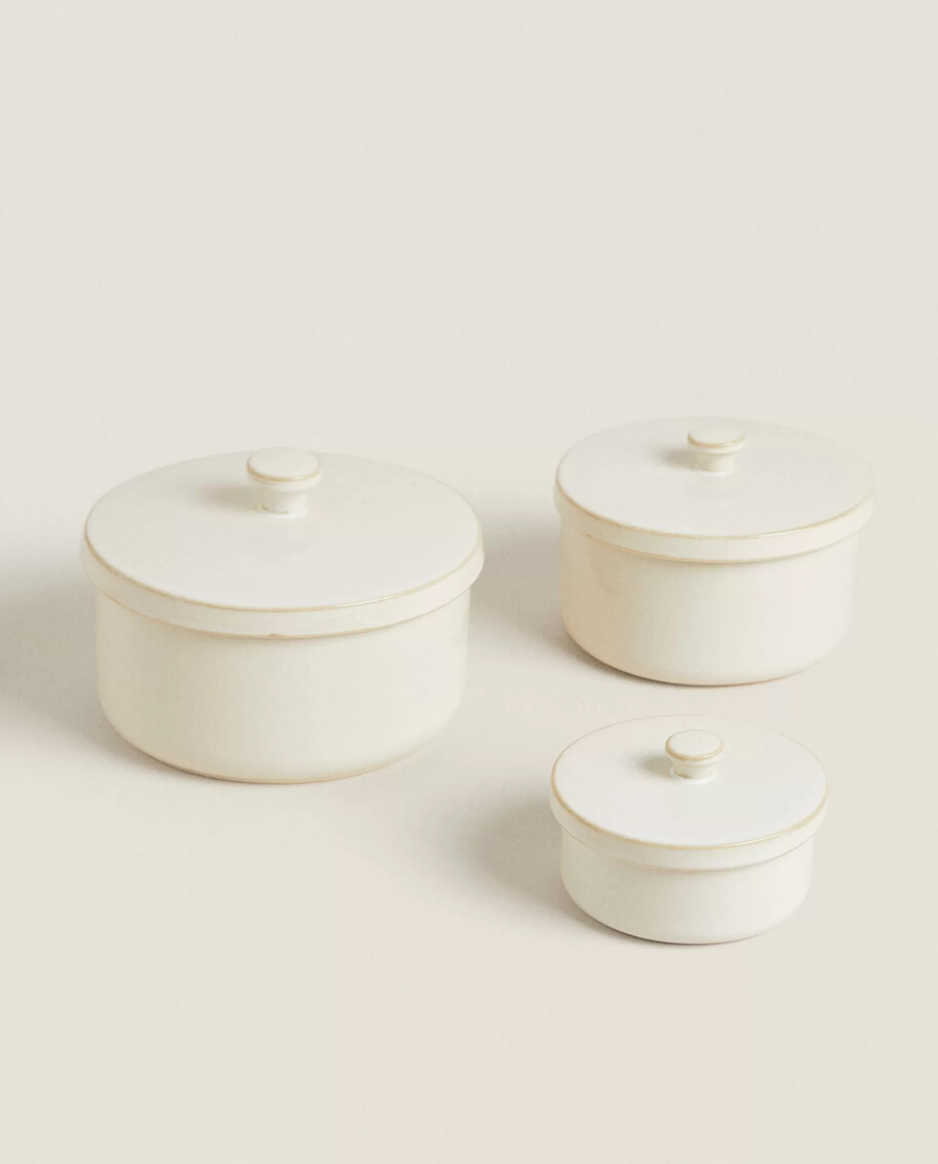 ZARA Home Stoneware Jar With Lid Cream Sale