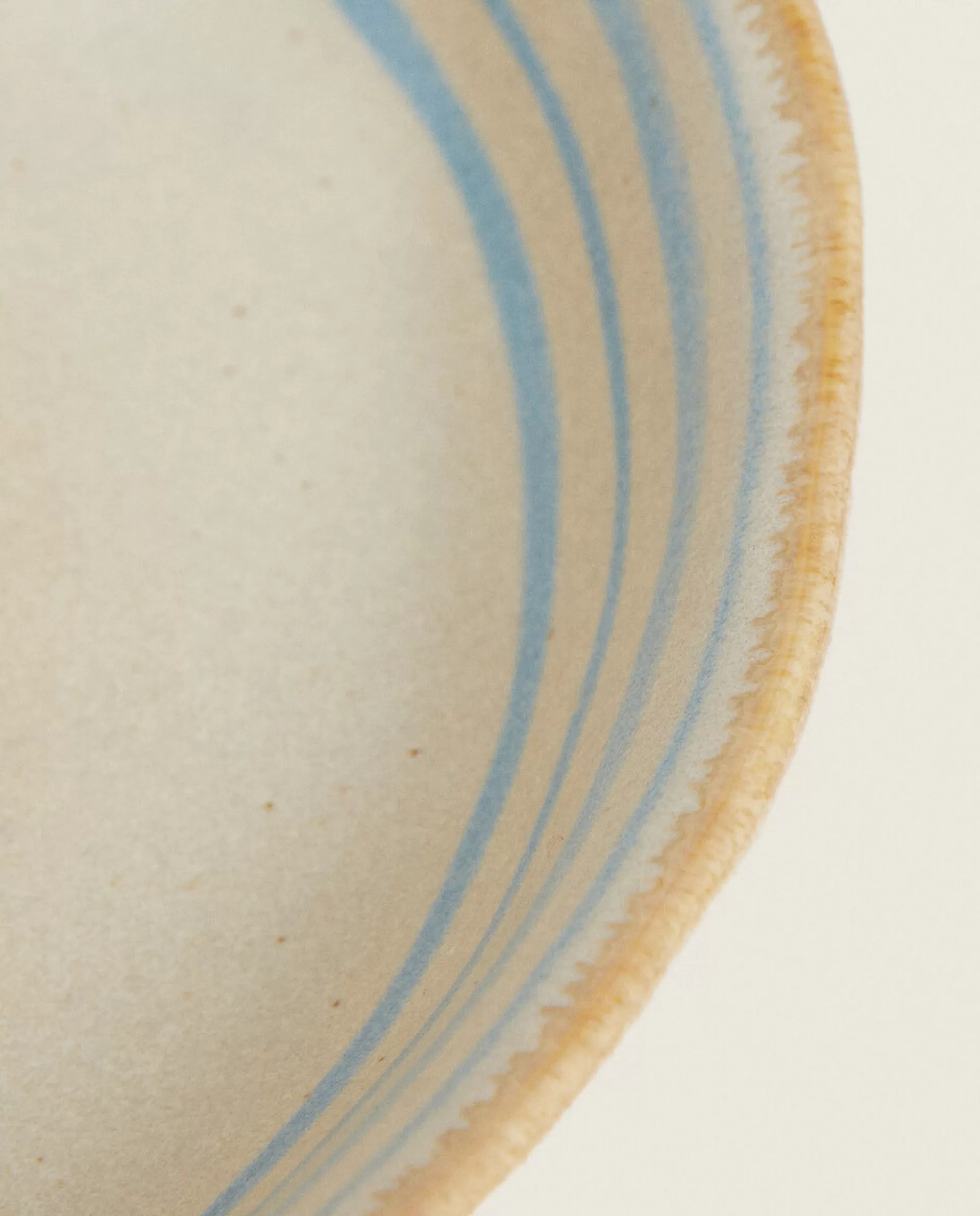 ZARA Home Stoneware Soup Plate With Lines Ecru/ Blue Discount