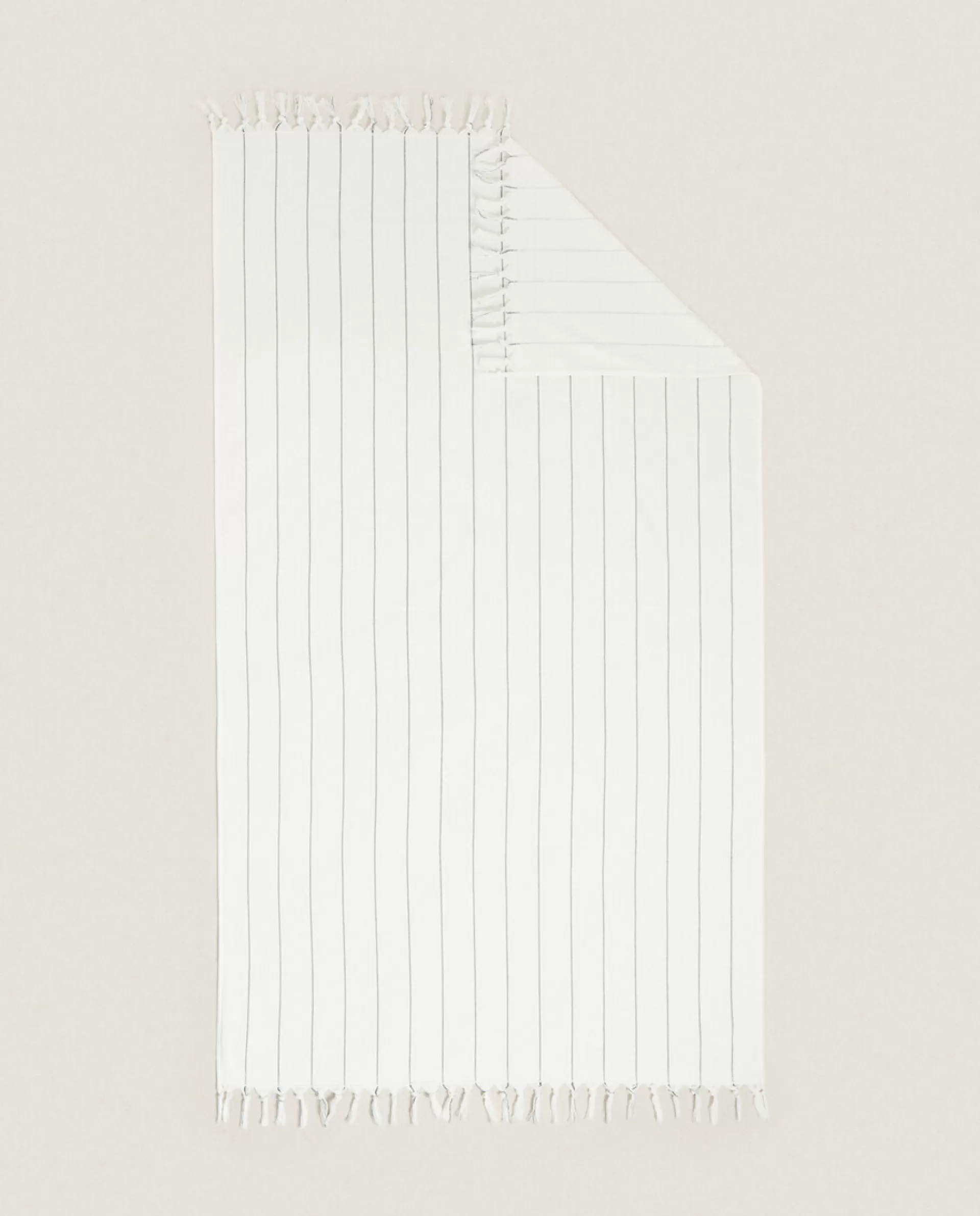 ZARA Home Striped Beach Towel Ecru/Black Cheap