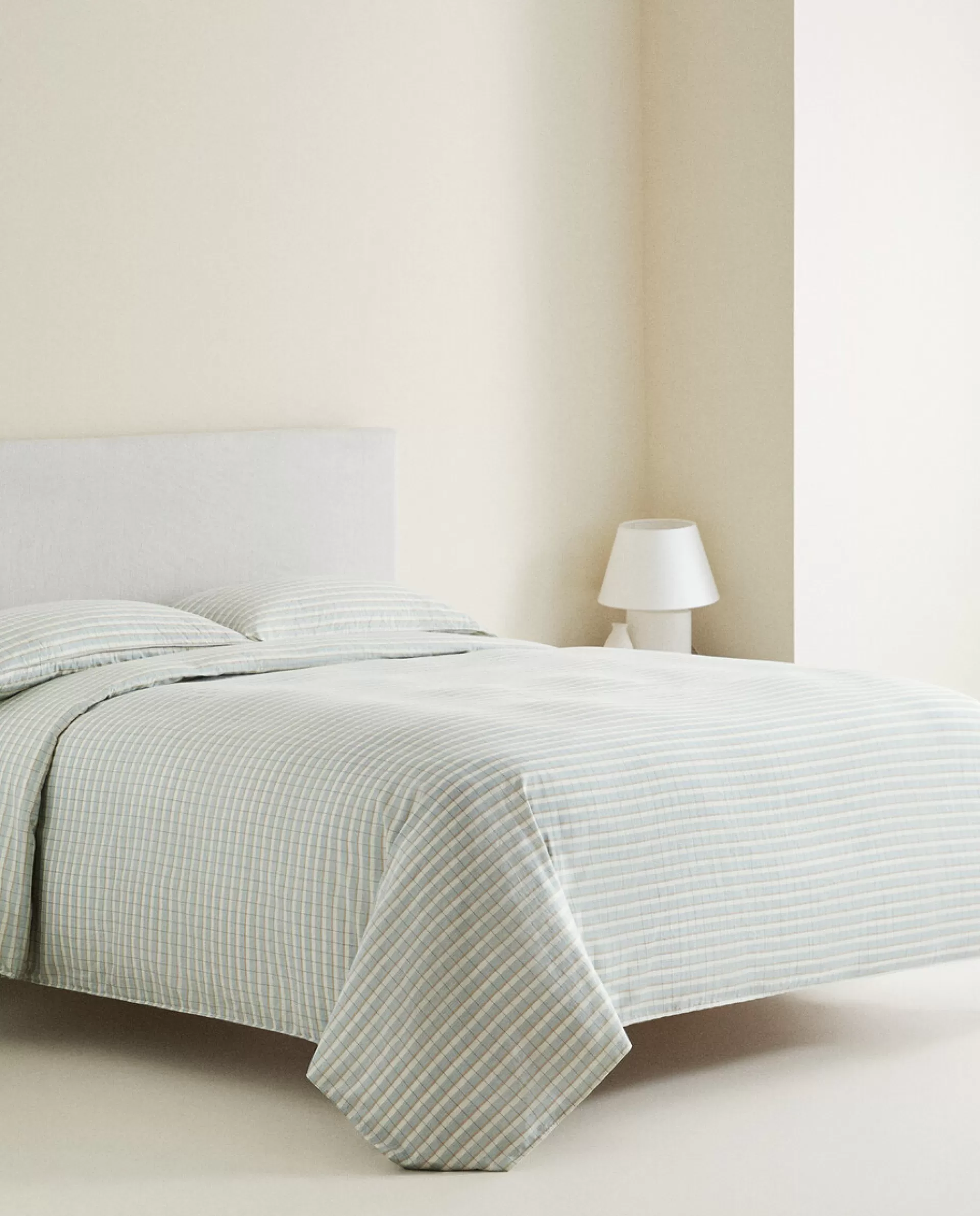 ZARA Home Striped Cotton Duvet Cover Sand Cheap