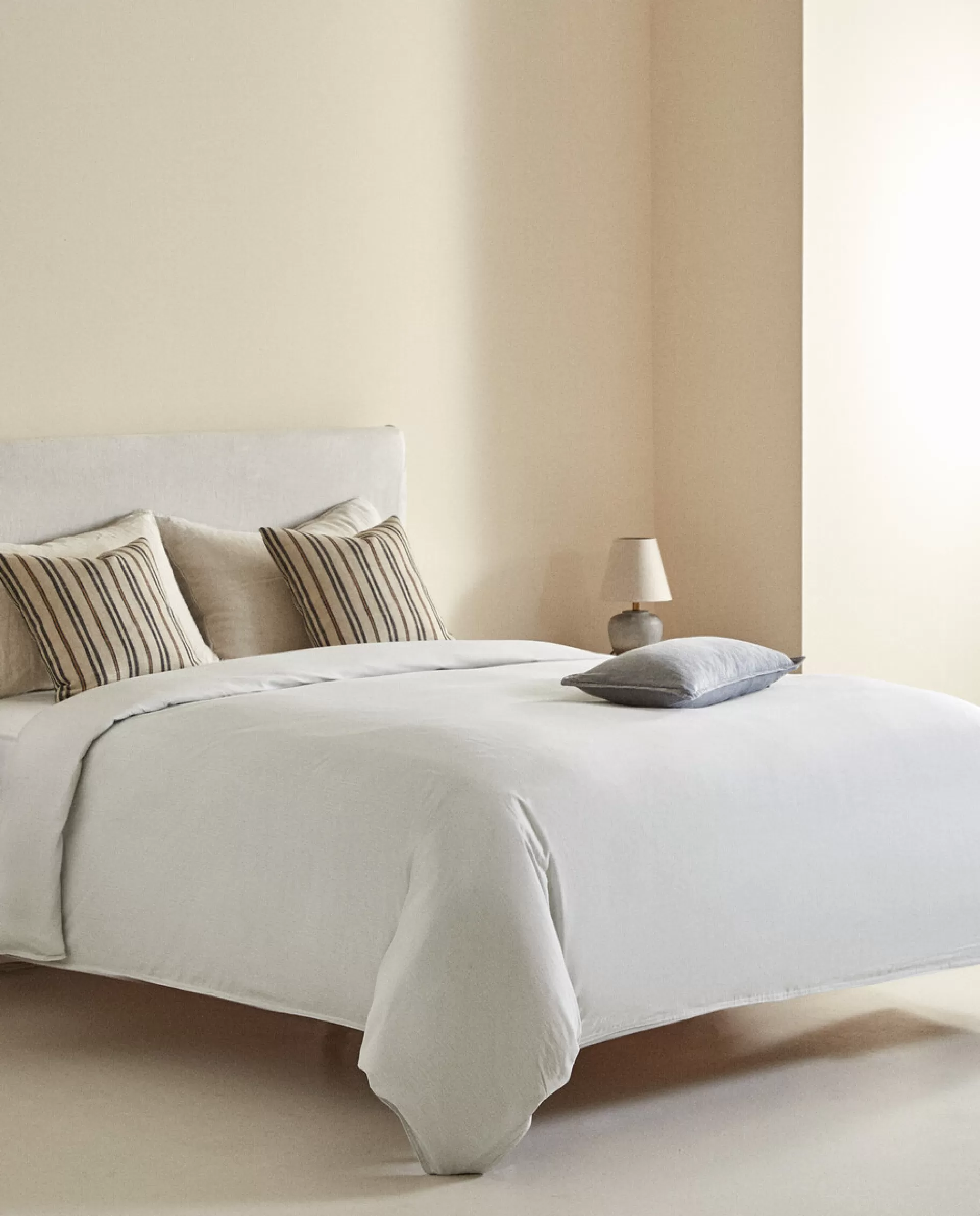 ZARA Home Striped Cotton Duvet Cover Grey Store