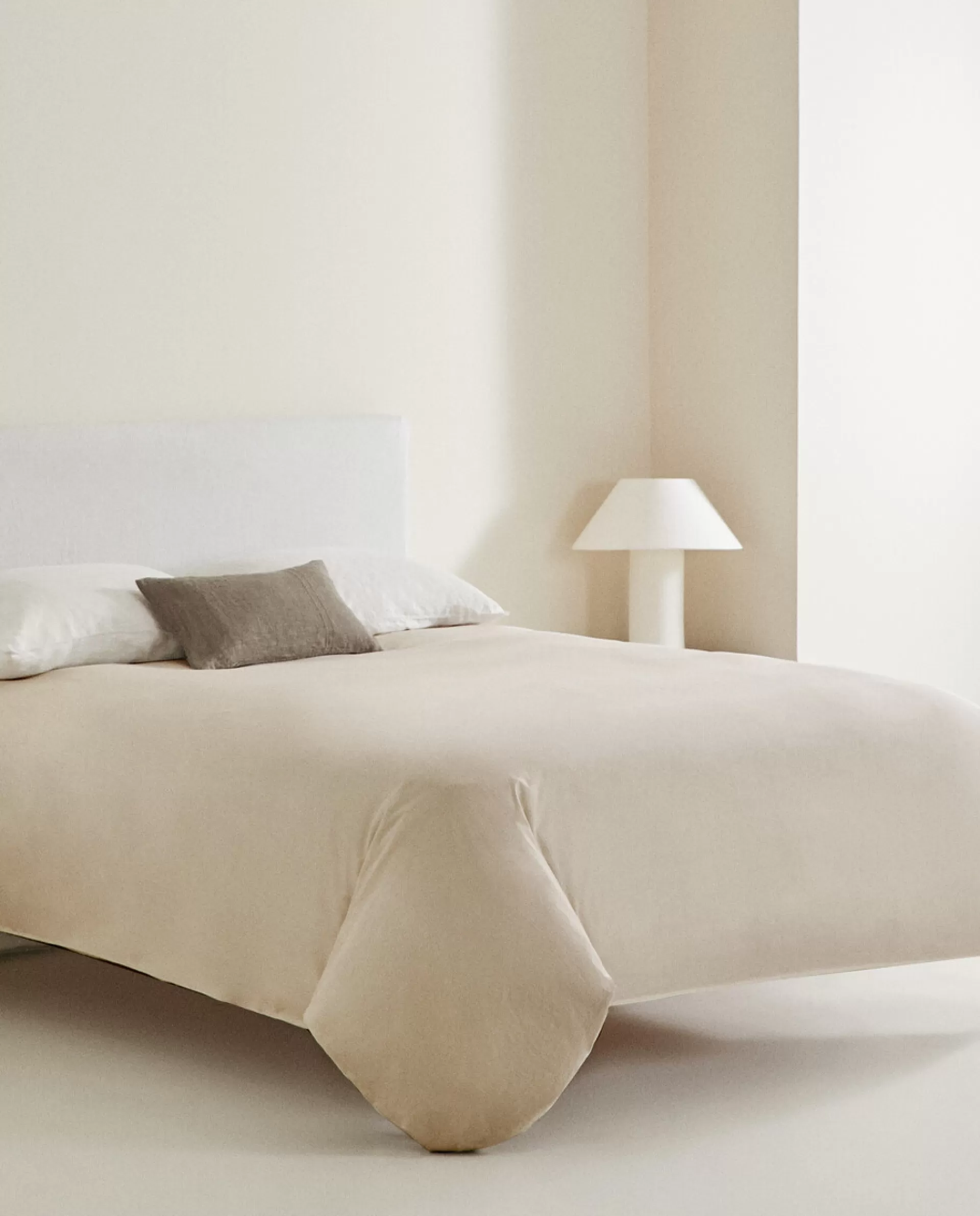 ZARA Home Striped Cotton Duvet Cover Sand Clearance