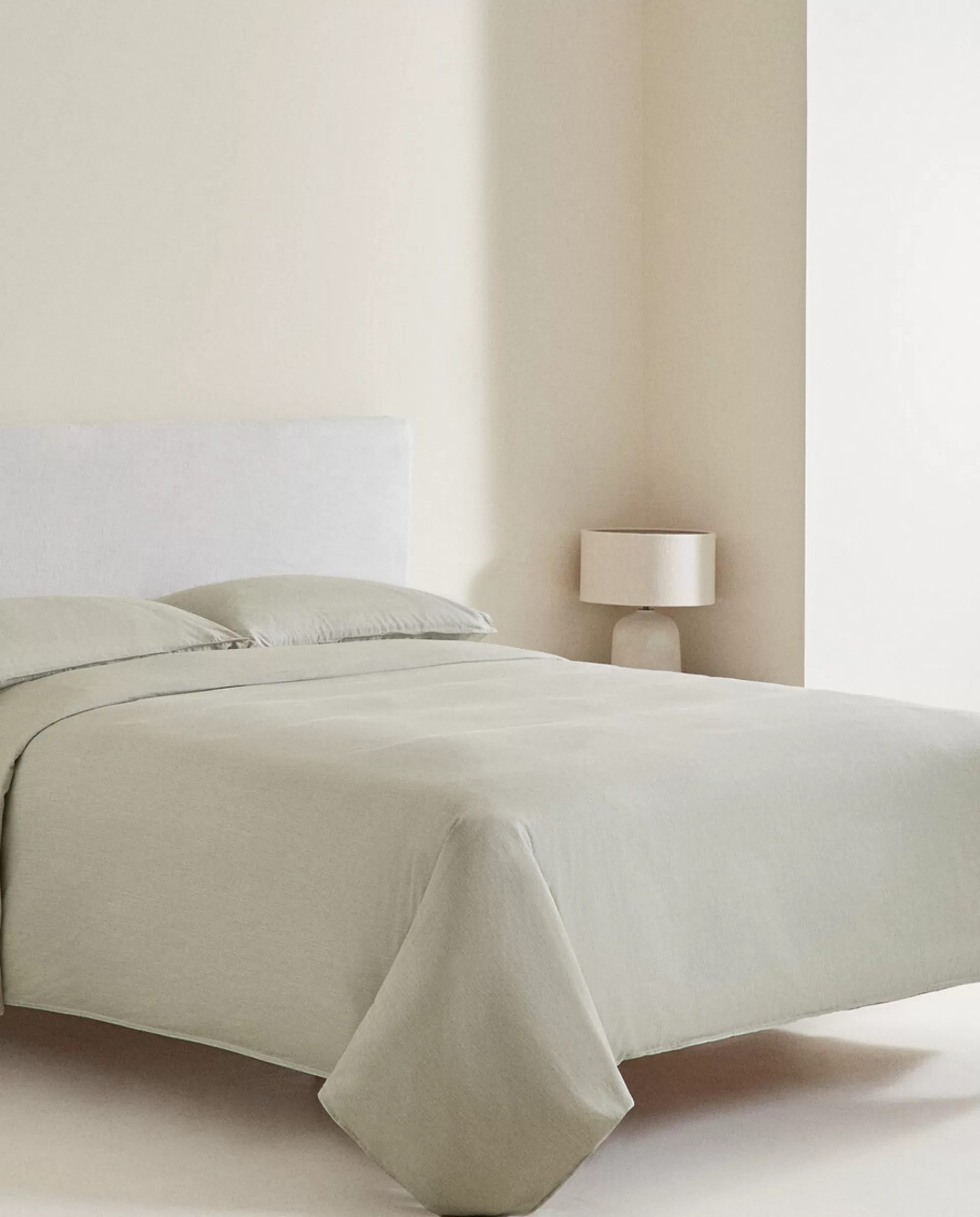 ZARA Home Striped Cotton Duvet Cover Green Discount