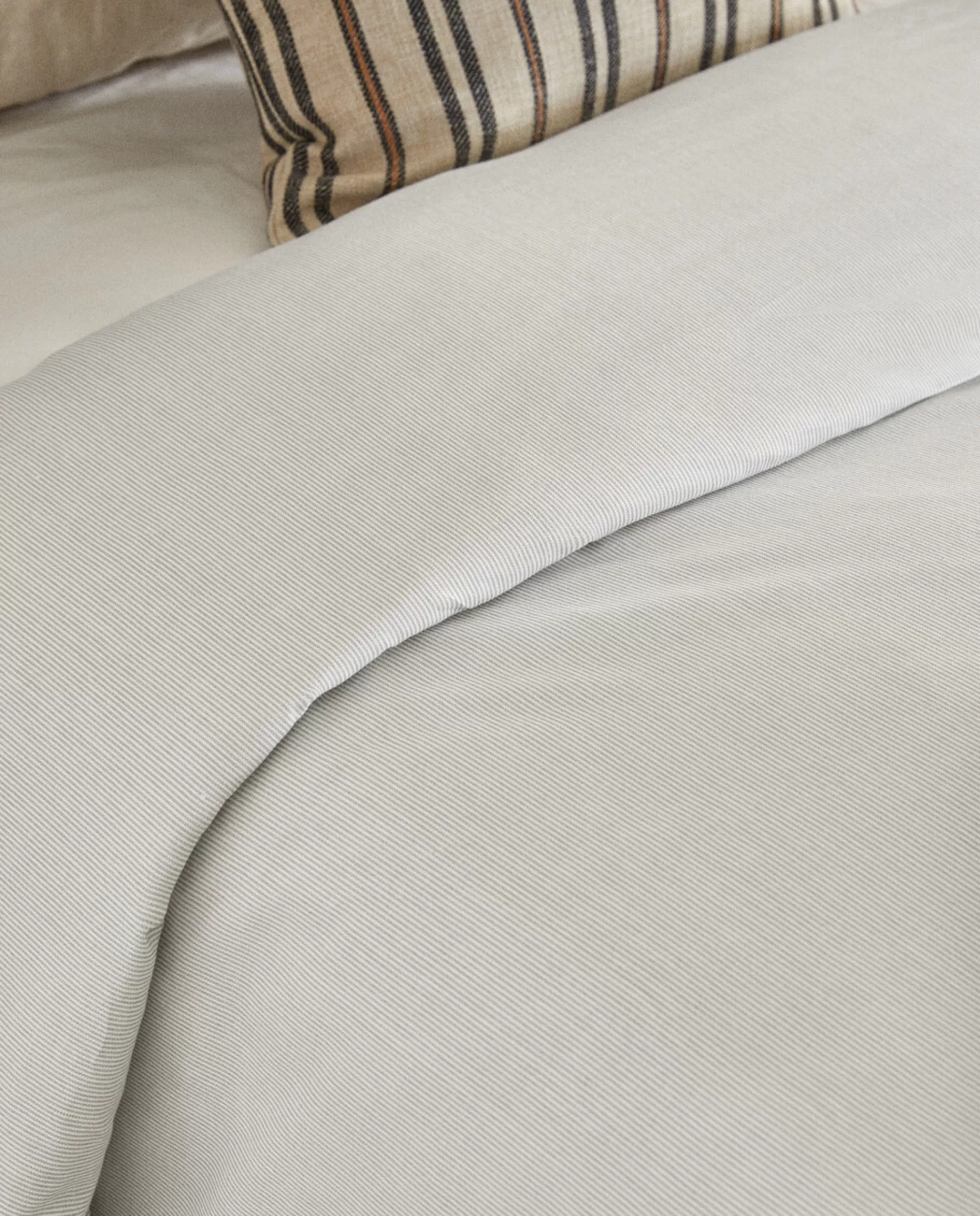 ZARA Home Striped Cotton Duvet Cover Grey Store