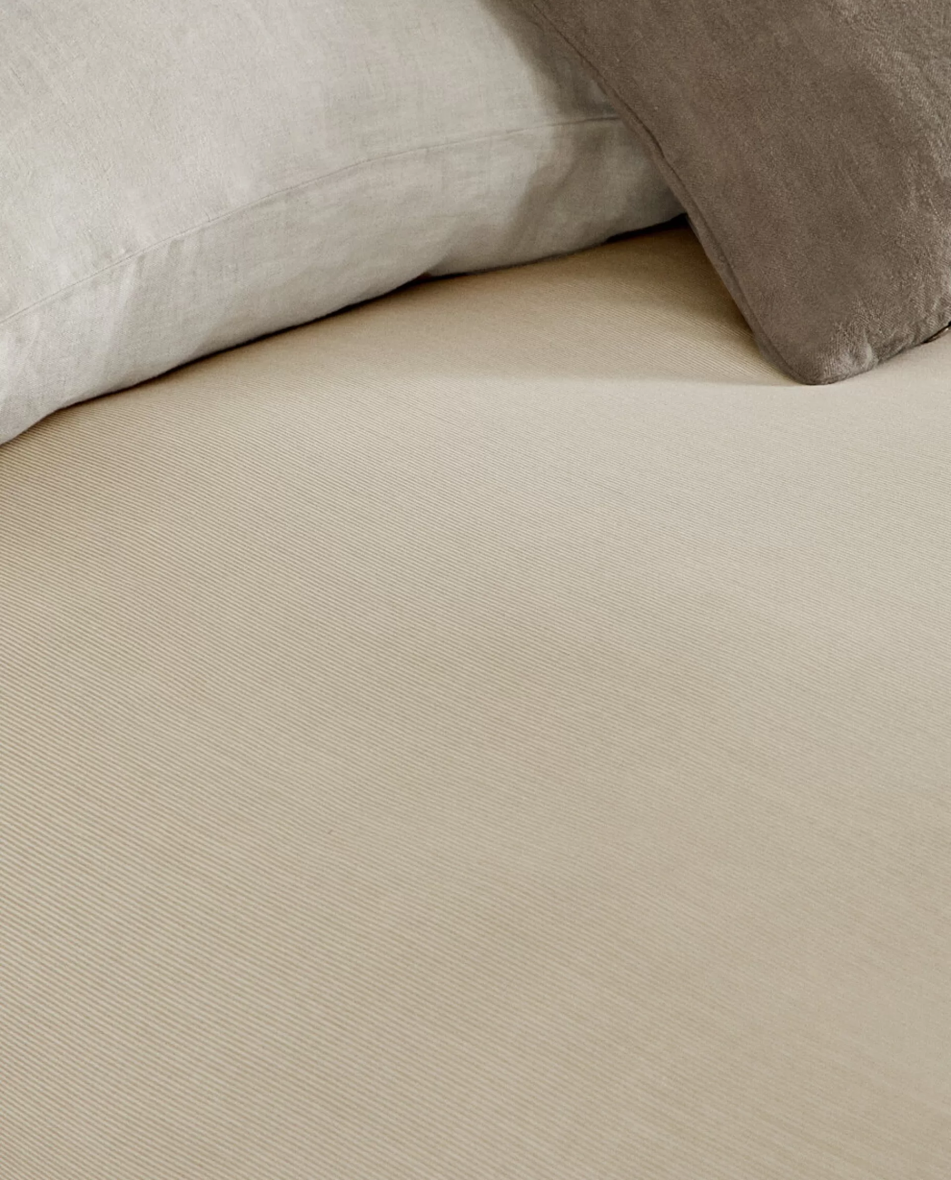ZARA Home Striped Cotton Duvet Cover Sand Clearance