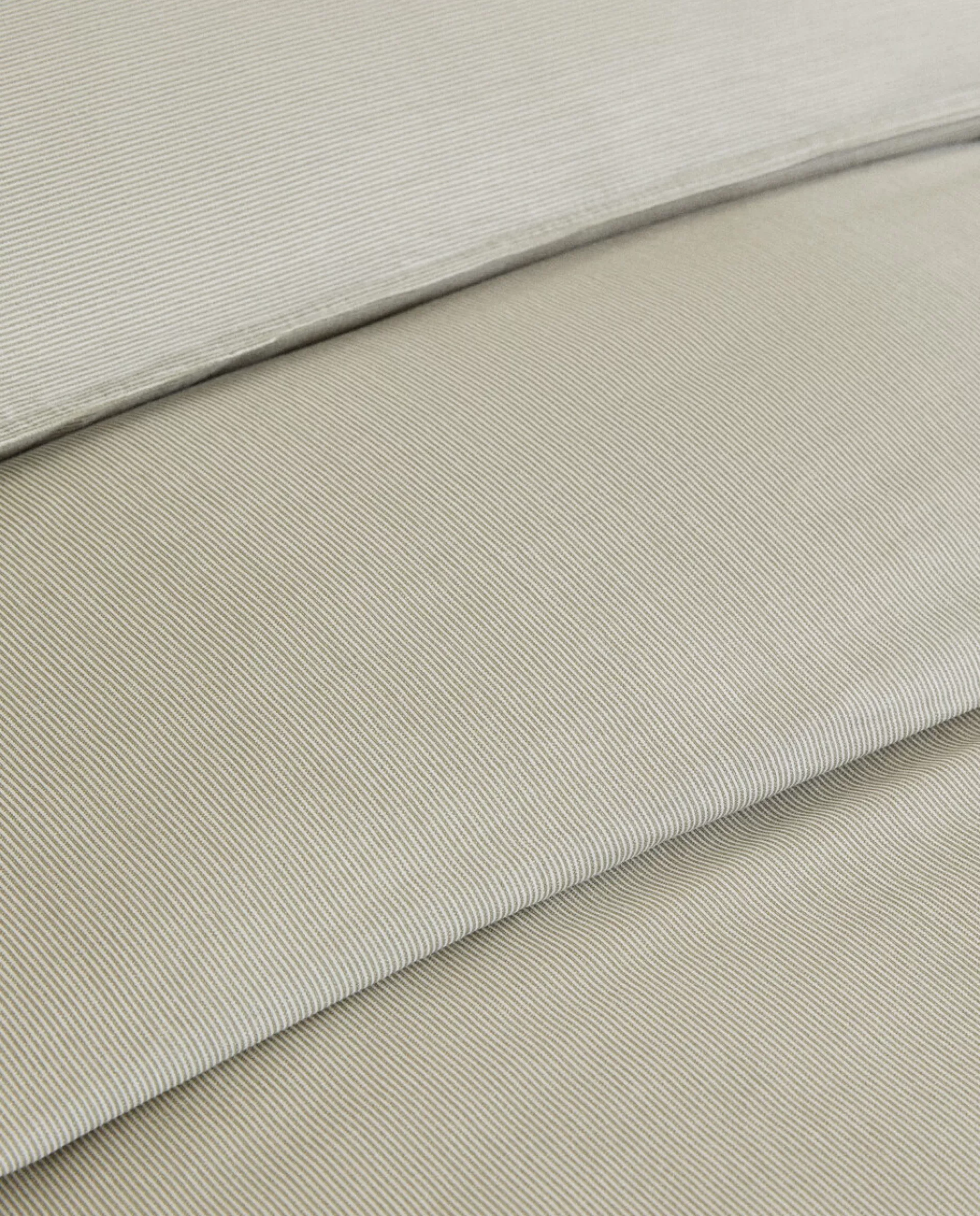 ZARA Home Striped Cotton Duvet Cover Green Discount