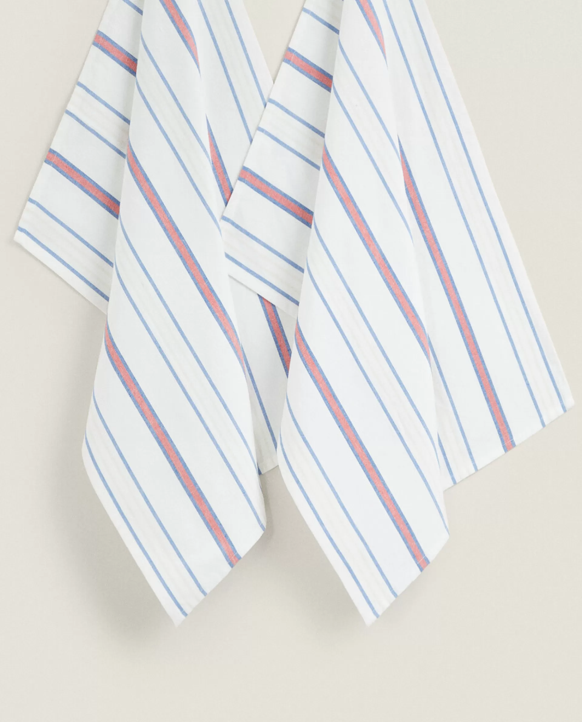 ZARA Home Striped Cotton Kitchen Towels (Pack Of 2) Copper Flash Sale