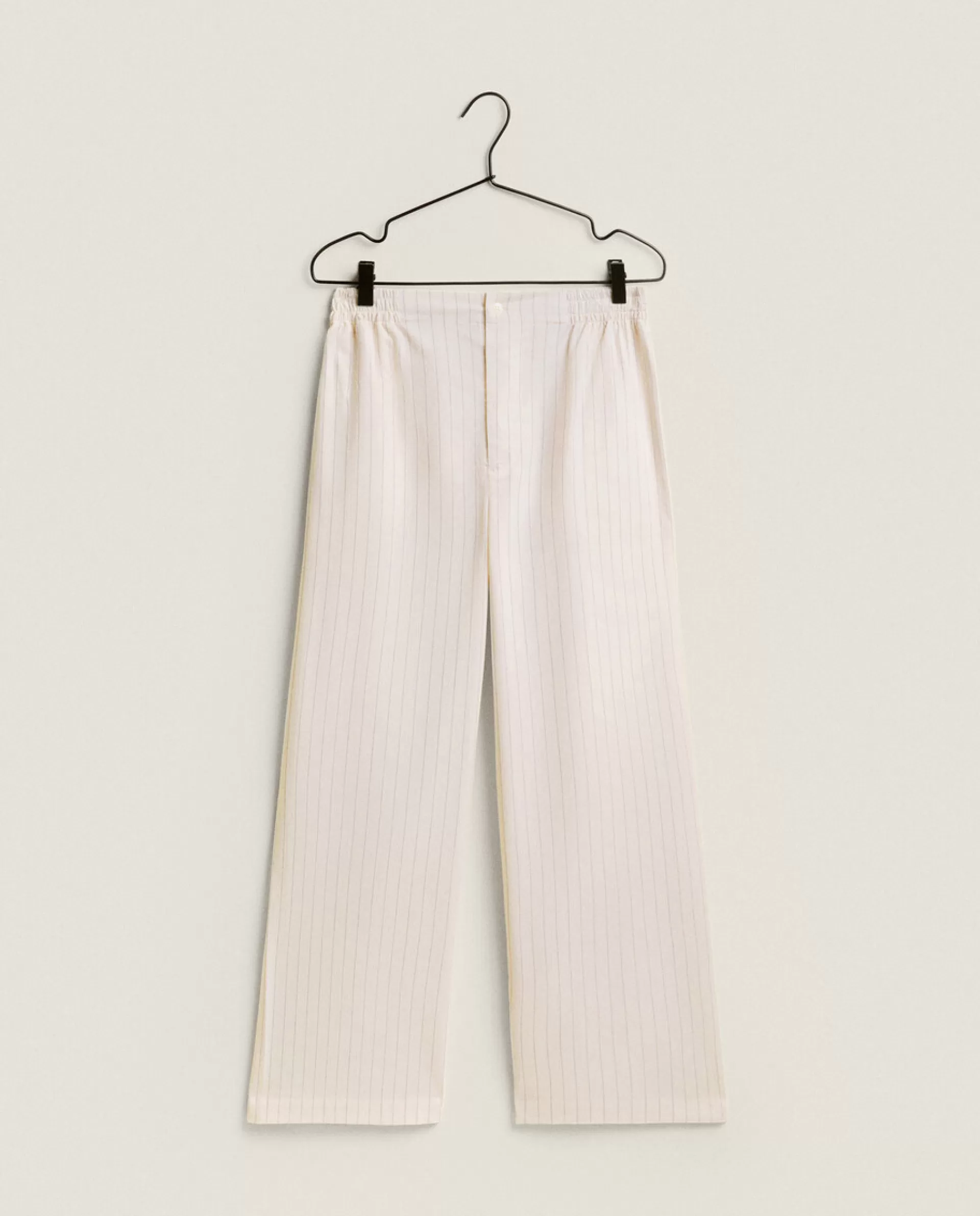 ZARA Home Striped Cotton Pants Cream New
