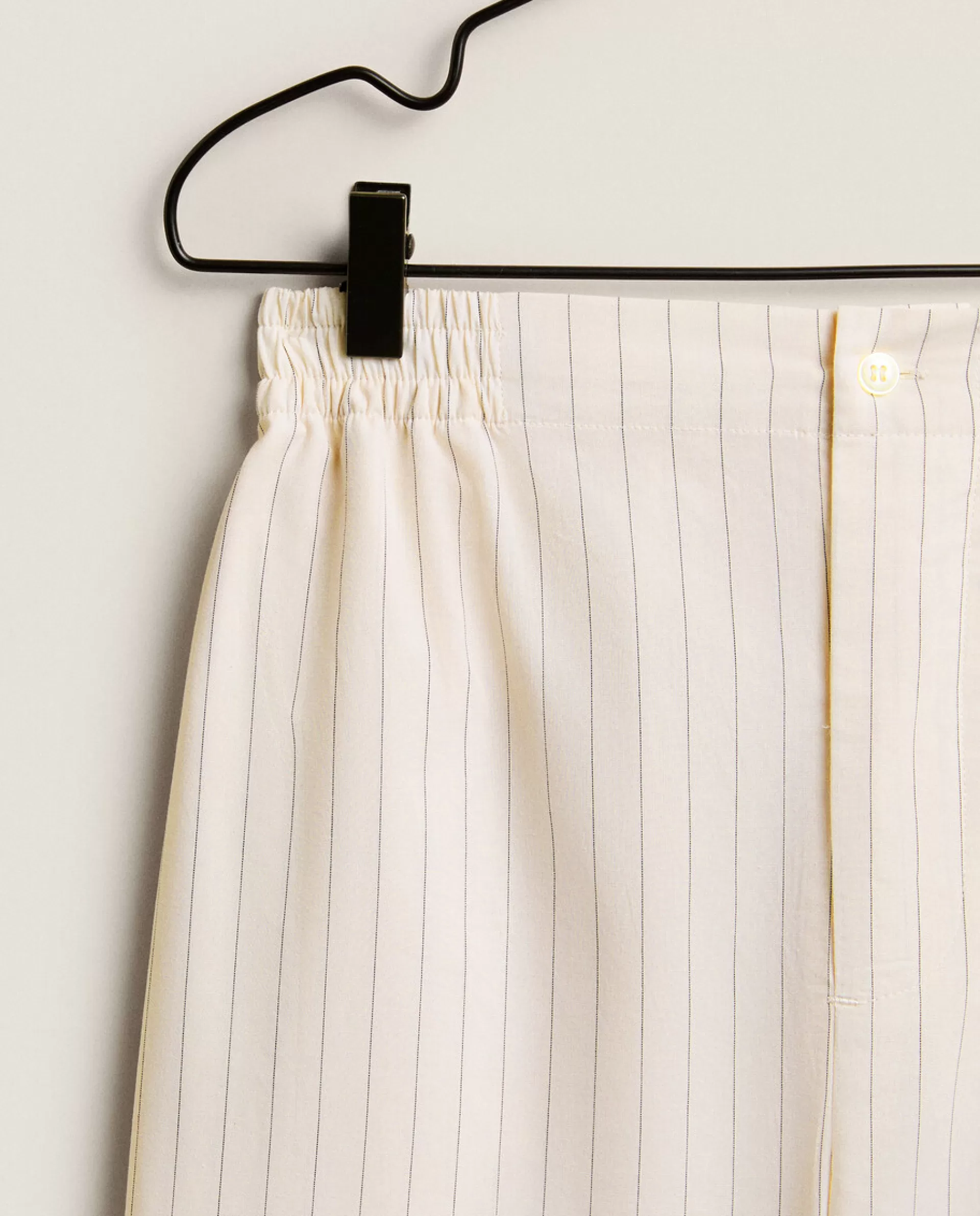 ZARA Home Striped Cotton Pants Cream New