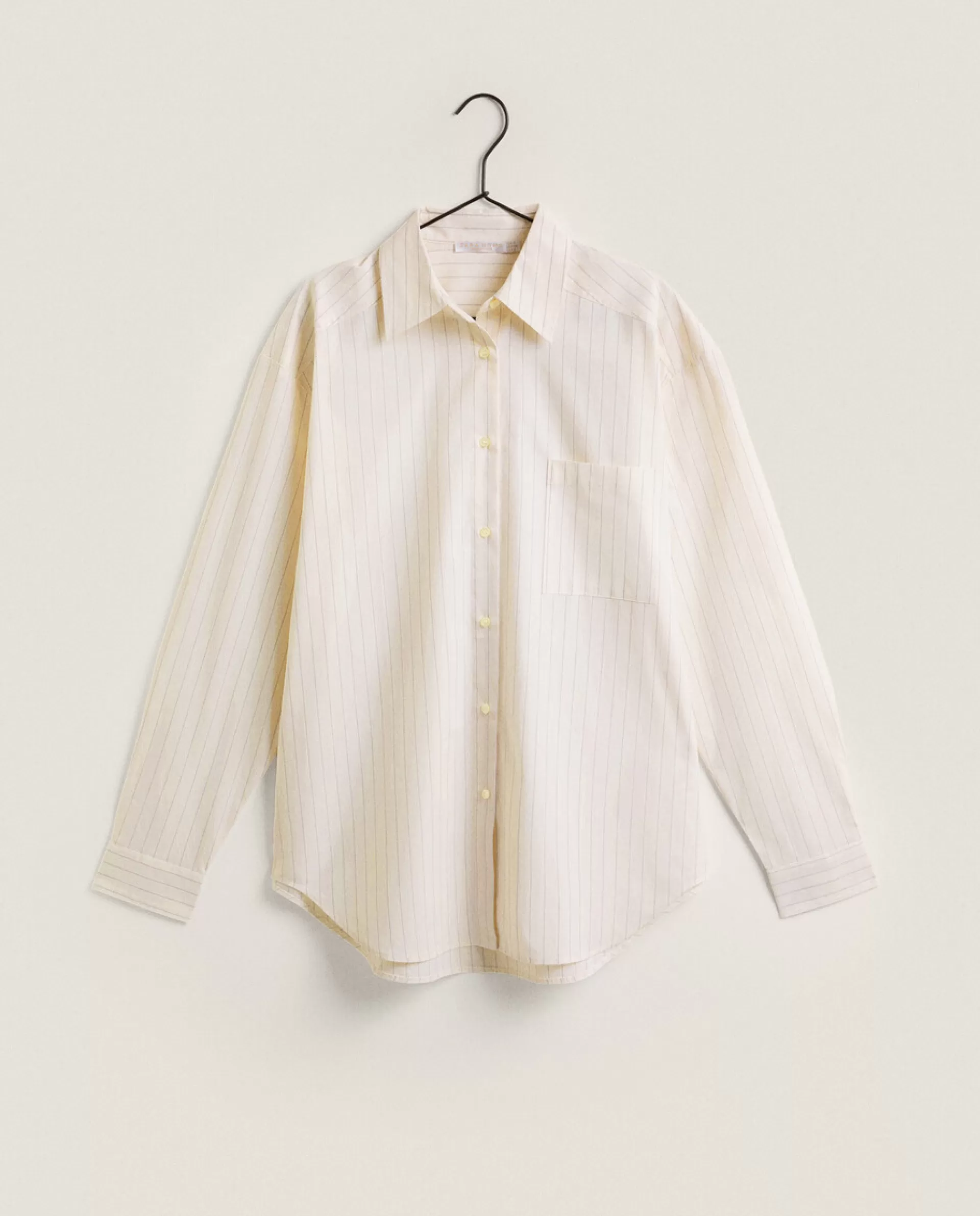 ZARA Home Striped Cotton Shirt Cream Cheap