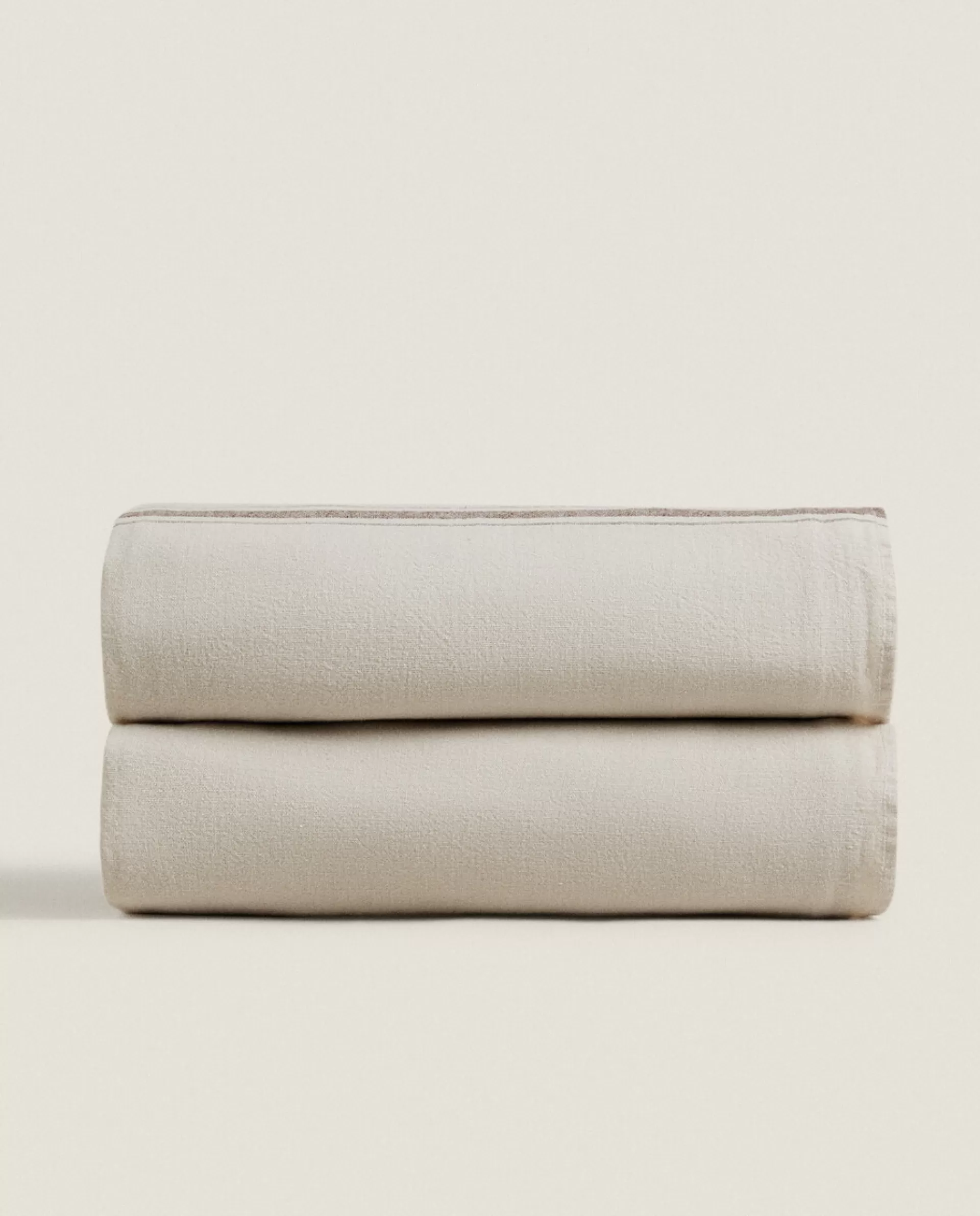ZARA Home Striped Cotton-Linen Blanket Natural Colour Fashion