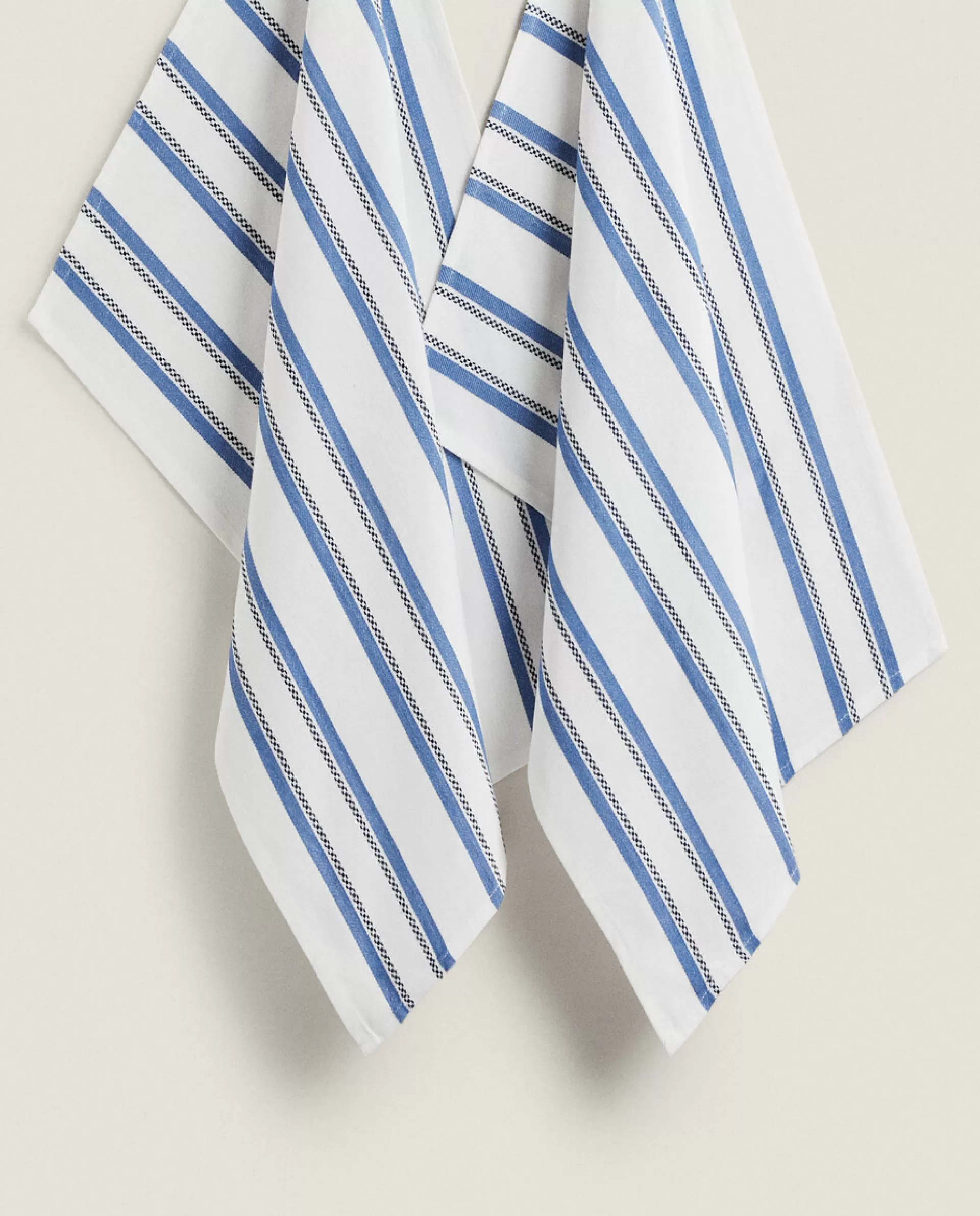 ZARA Home Striped Dyed Thread Kitchen Towel (Set Of 2) Blue Best Sale